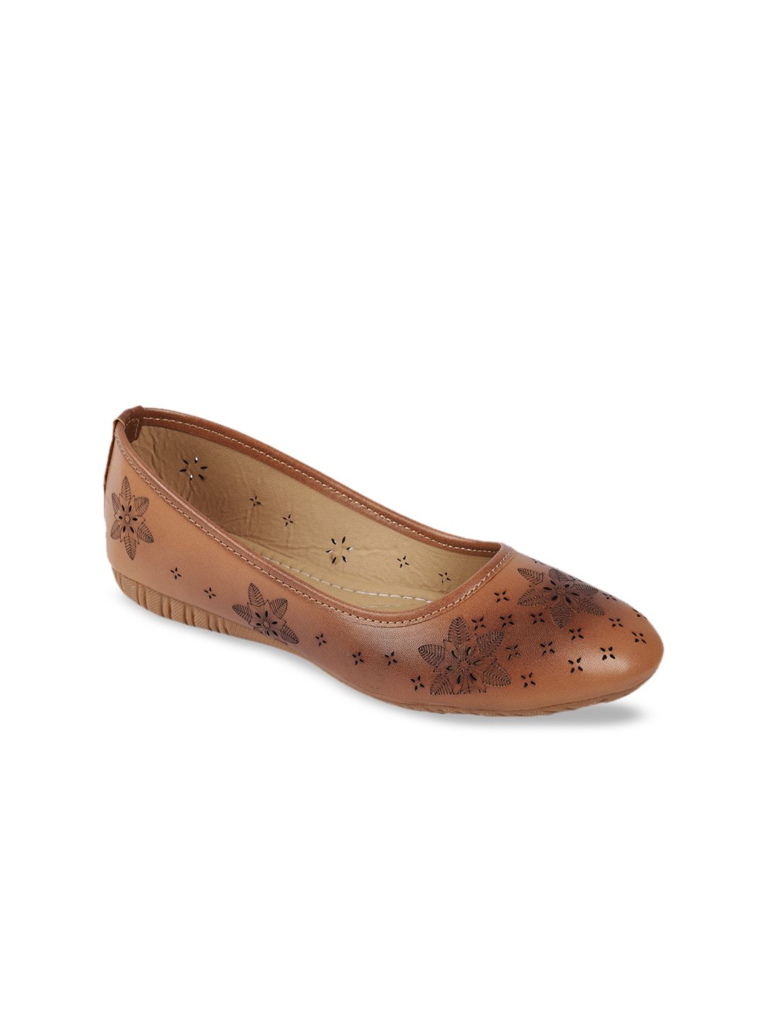 WOMENS BERRY Women Tan Brown Textured Ballerinas