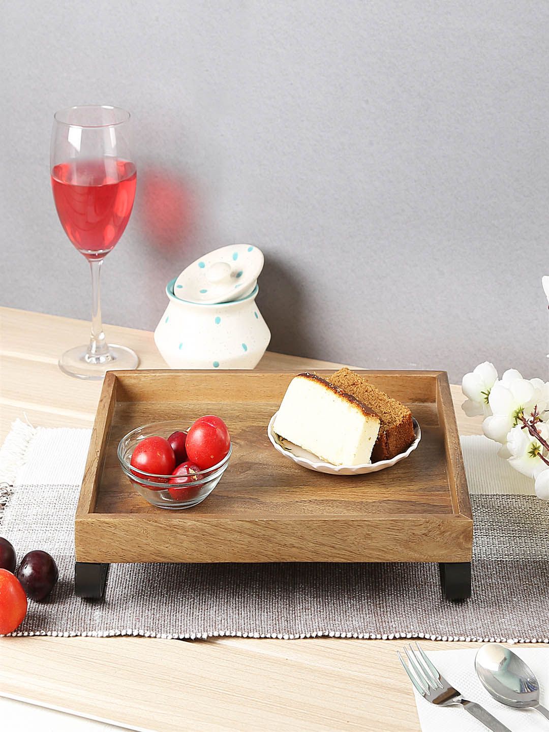 Crayton Brown Mango Wood Rectangular Serving Tray Price in India