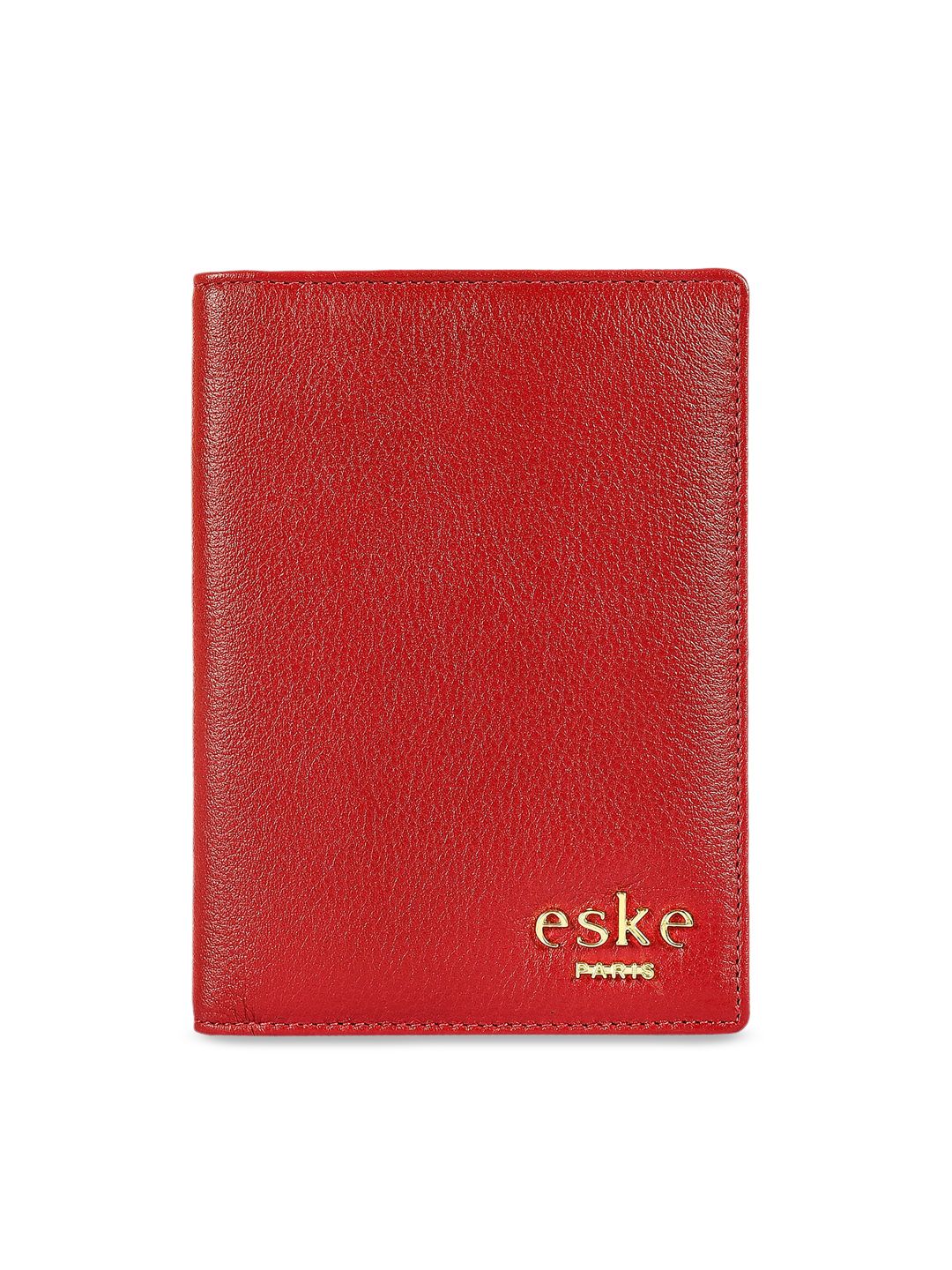 Eske Unisex Red Textured Leather Addler Passport Holder Price in India