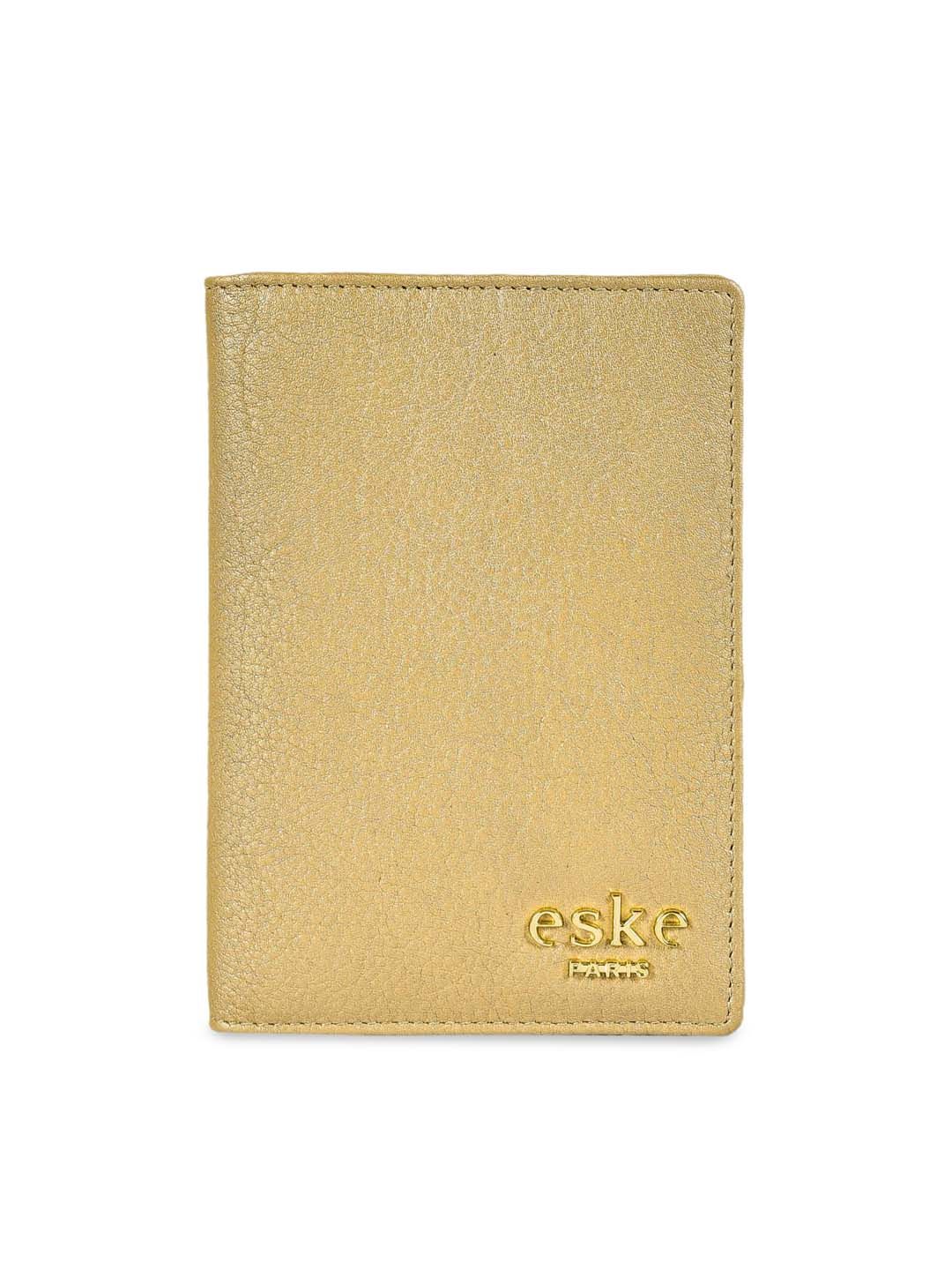 Eske Unisex Gold-Toned Textured Leather Caigo Passport Holder Price in India