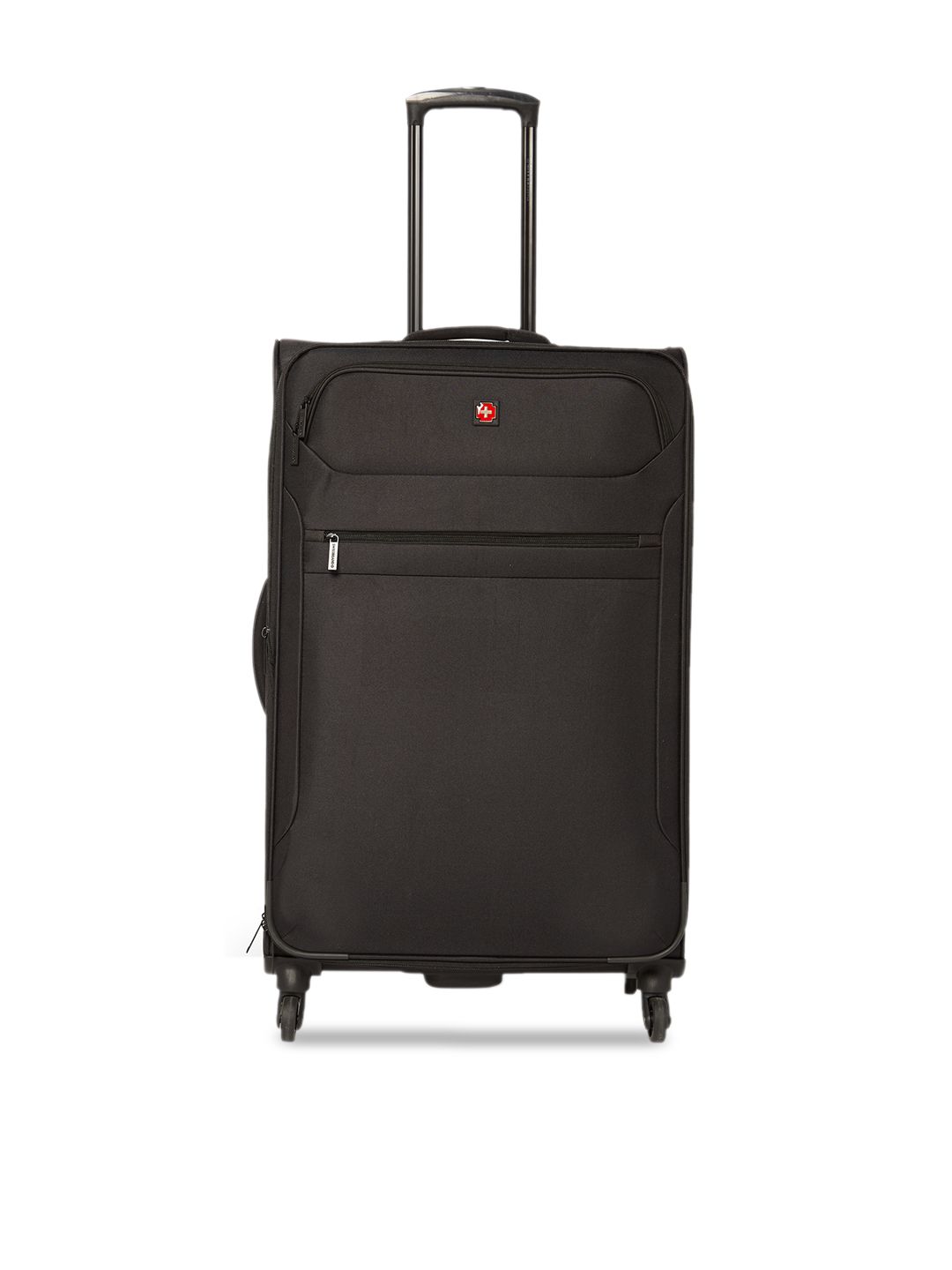 SWISS BRAND Unisex Black Solid Hamilton 360-Degree Rotation Soft-Sided Large Trolley Suitcase Price in India