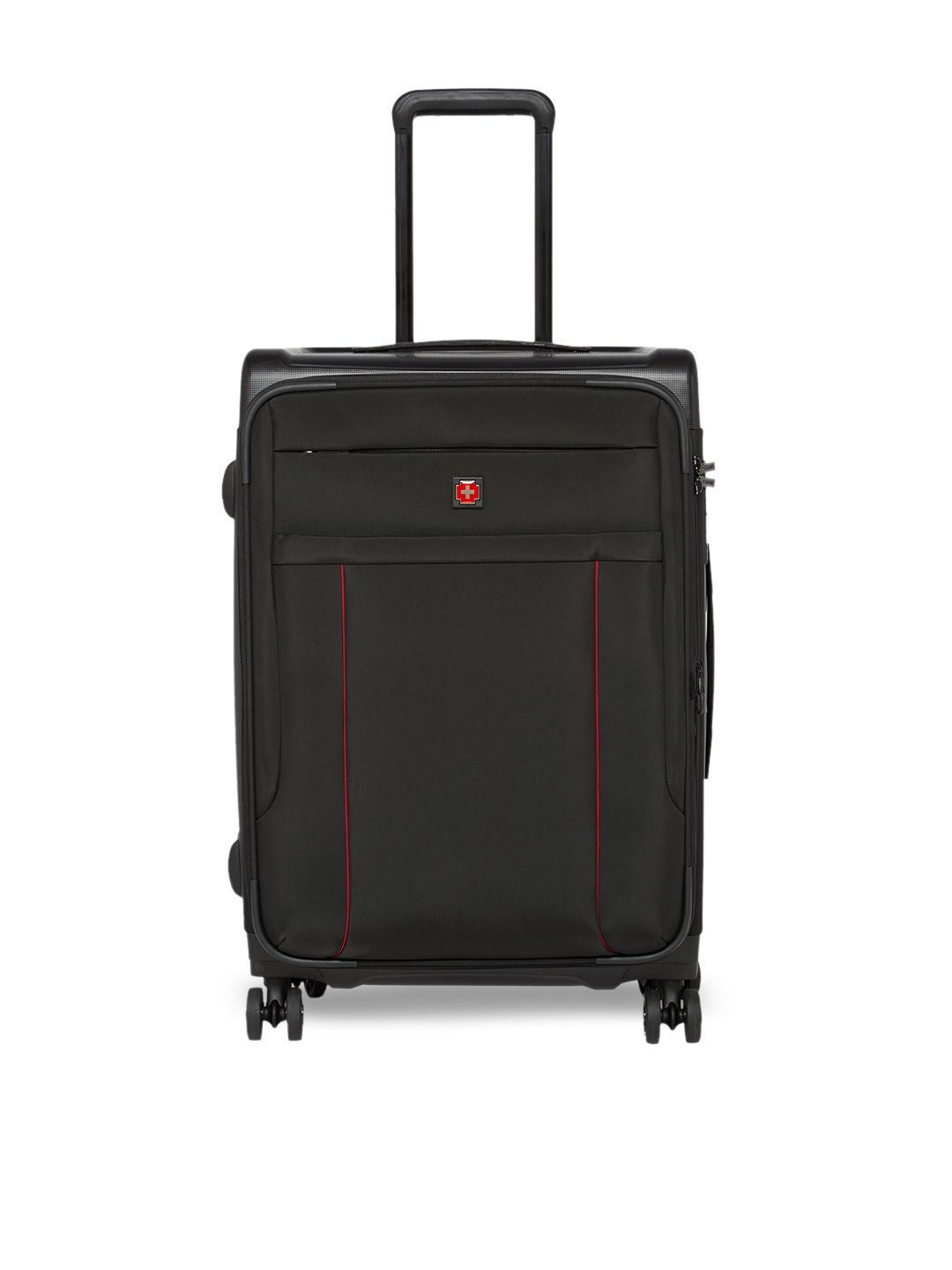 SWISS BRAND Unisex Black Solid PERTH Soft-Sided Cabin Trolley Suitcase Price in India