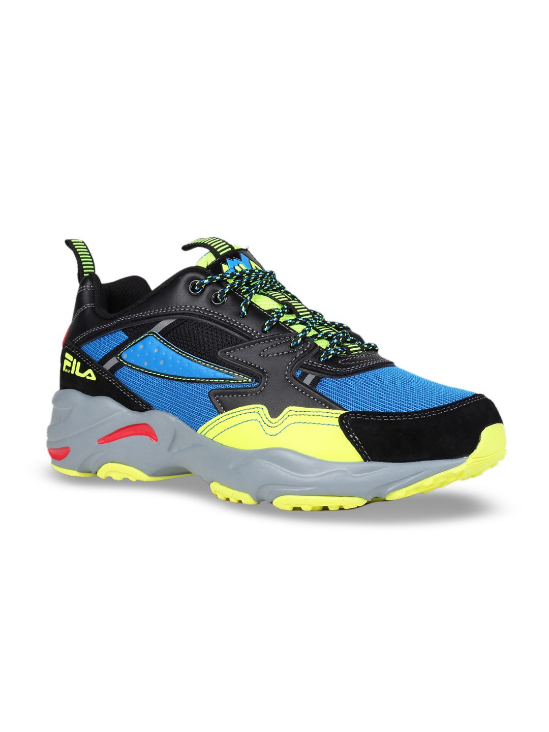 FILA Men Blue & Yellow Colourblocked Trail Tracer Sneakers