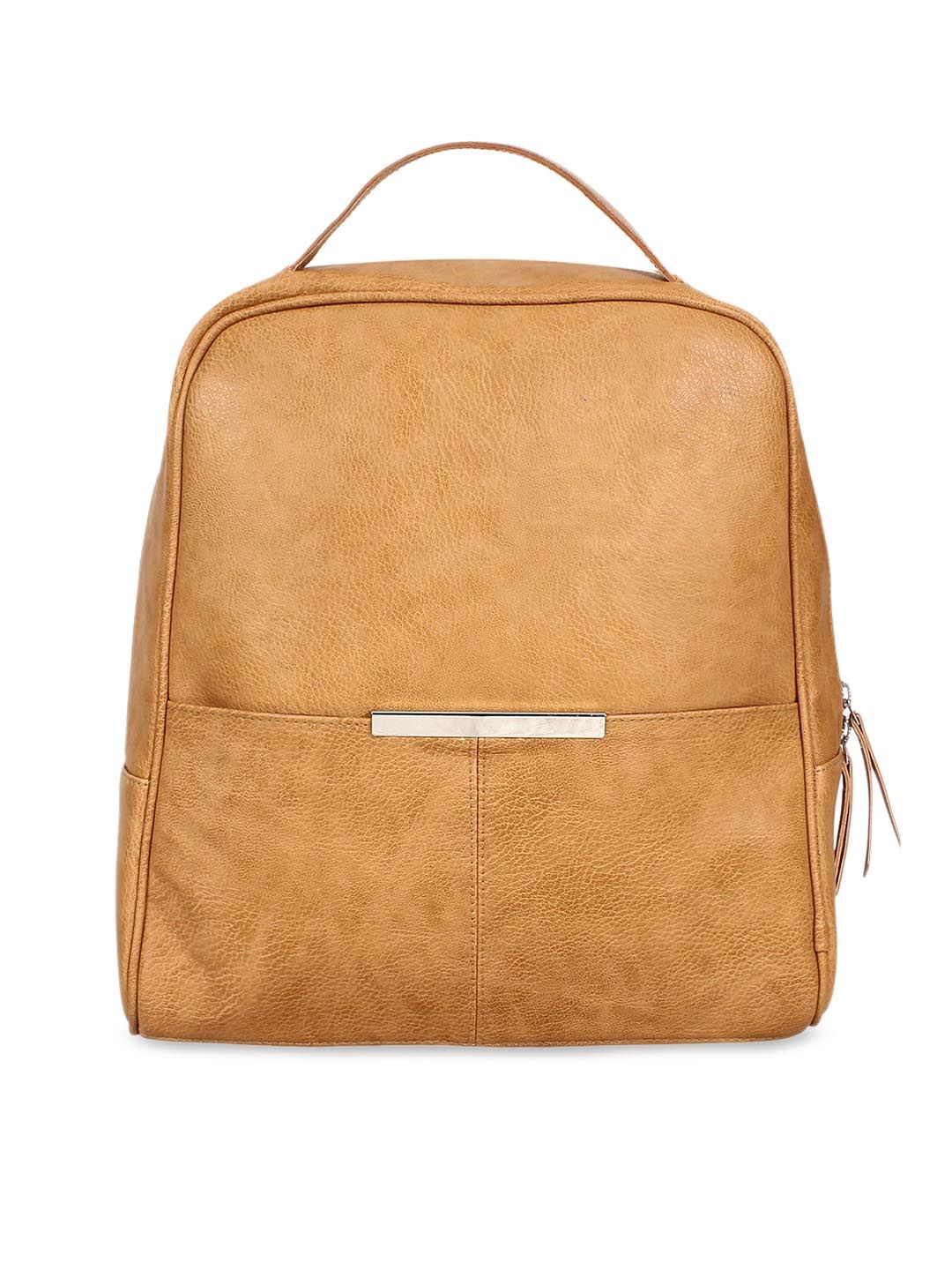 Anekaant Women Tan Solid Backpack Price in India