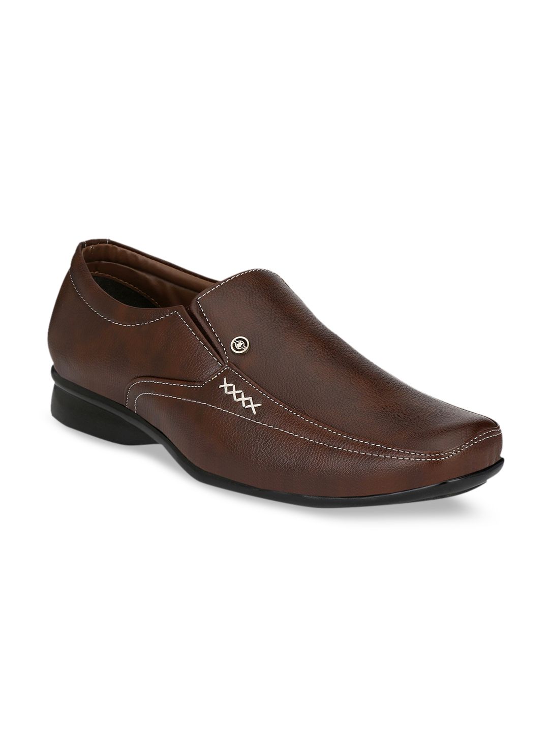 John Karsun Men Brown Solid Formal Slip-Ons
