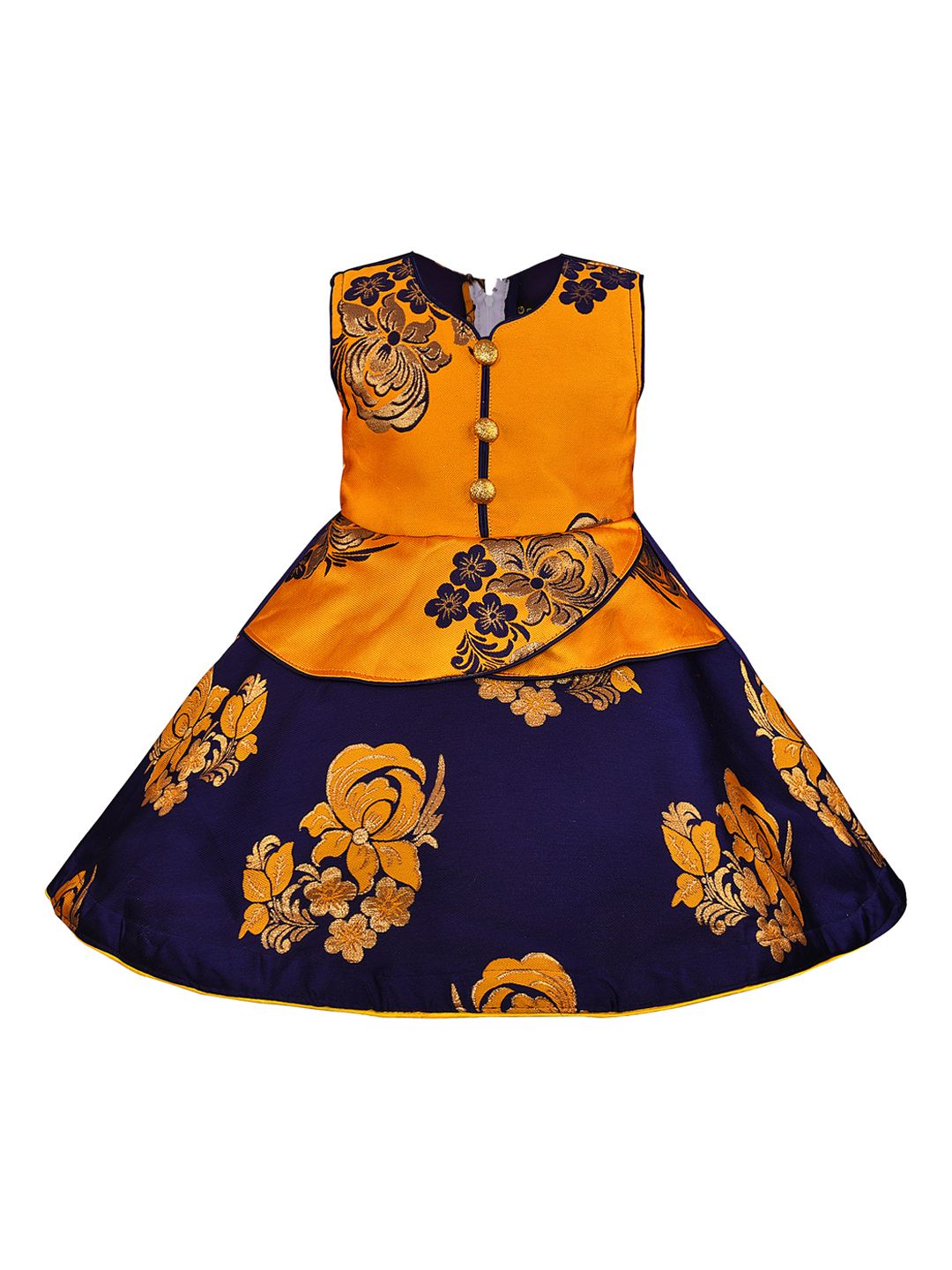 Wish Karo Girls Yellow Printed Fit and Flare Dress