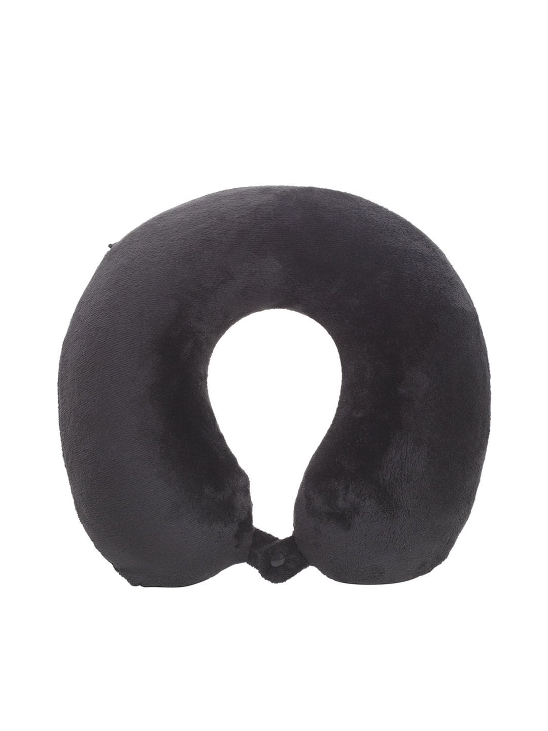 Teakwood Leathers Unisex Black Solid Memory Foam Travel Neck Pillow Price in India