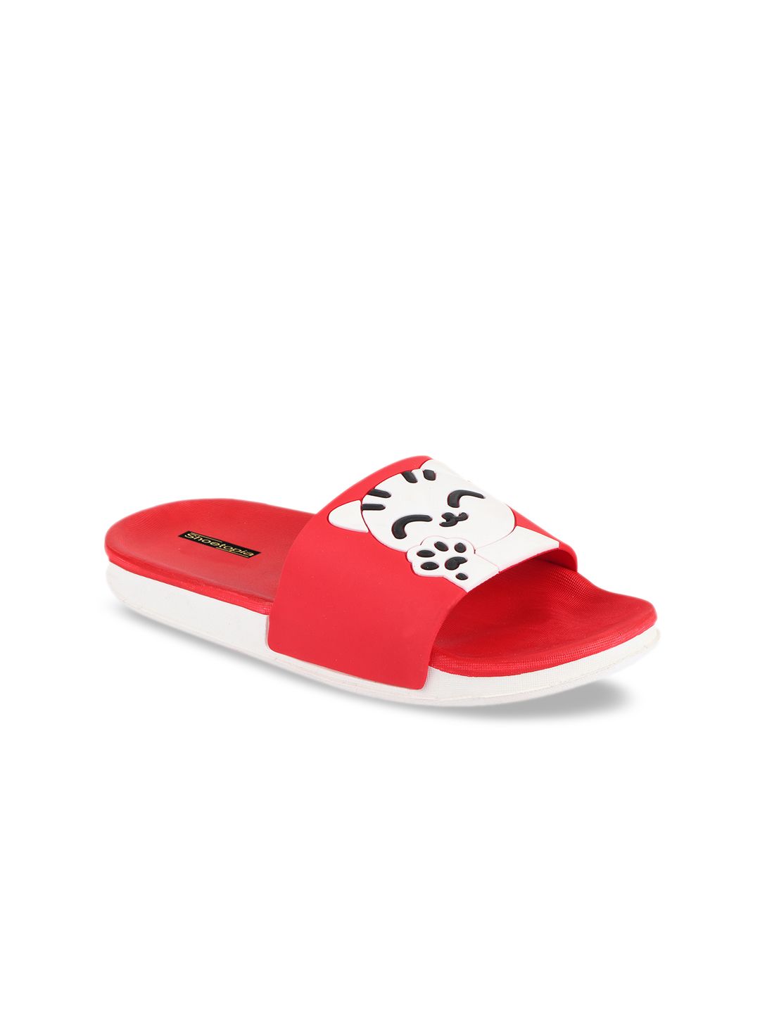 Shoetopia Women Red Printed Sliders Price in India