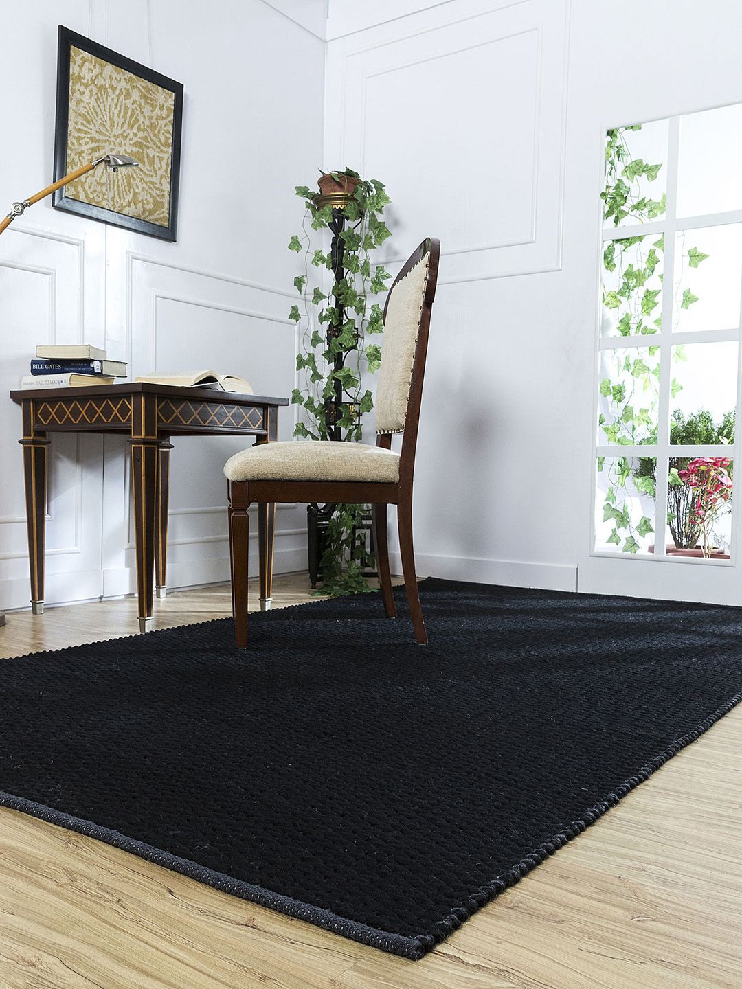 Jaipur Rugs Black Solid Handmade Wool Carpet Price in India