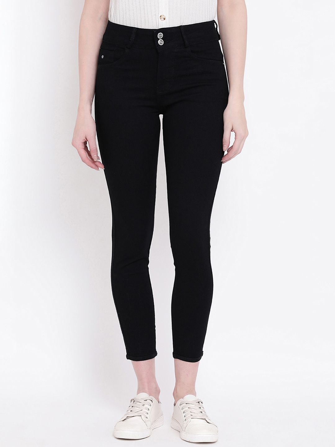 Code 61 Women Black Skinny Fit Mid-Rise Clean Look Stretchable Jeans Price in India