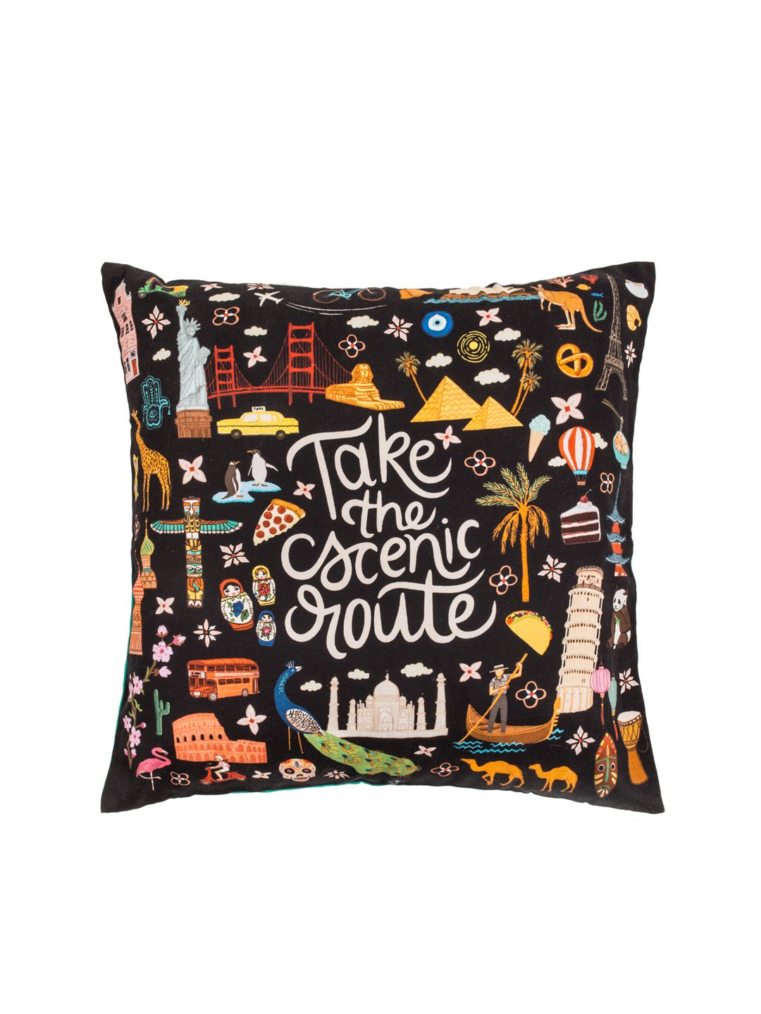 Chumbak Black Single Quirky Square Cushion Cover Price in India