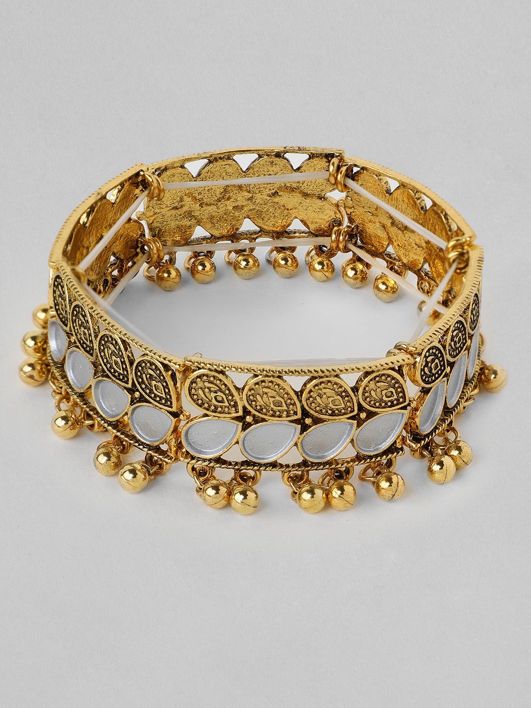 Rubans Women Gold-Plated Handcrafted Elasticated Bracelet Price in India