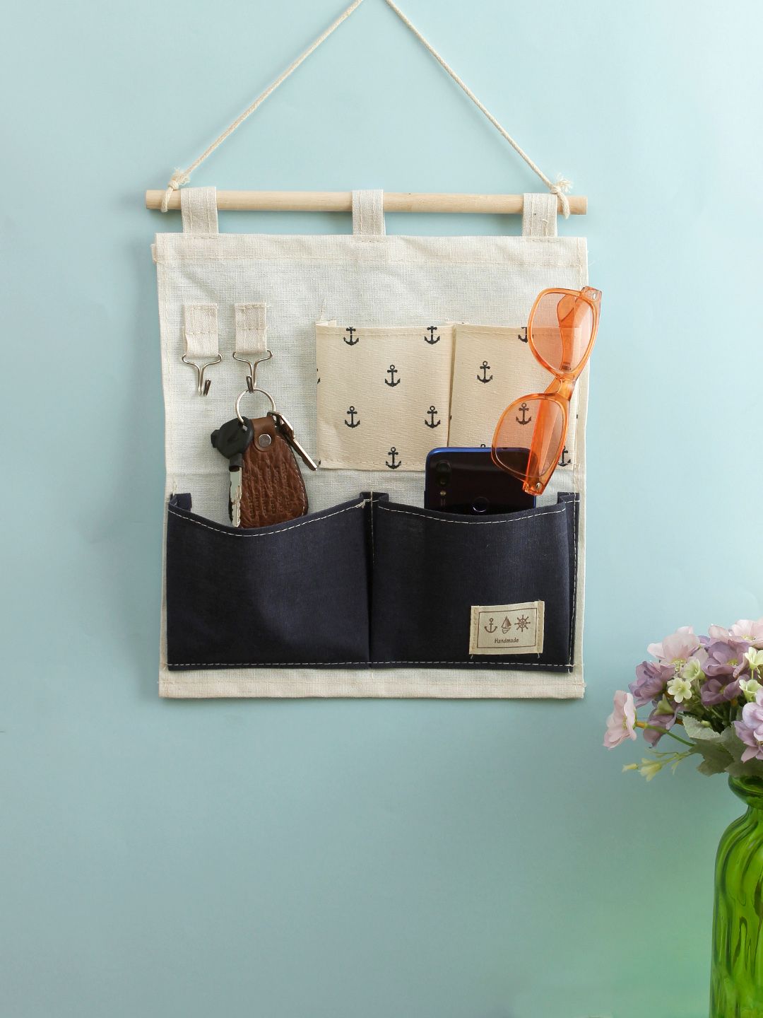 Cortina White & Black Printed Multi-Utility Wall Hanging Organiser