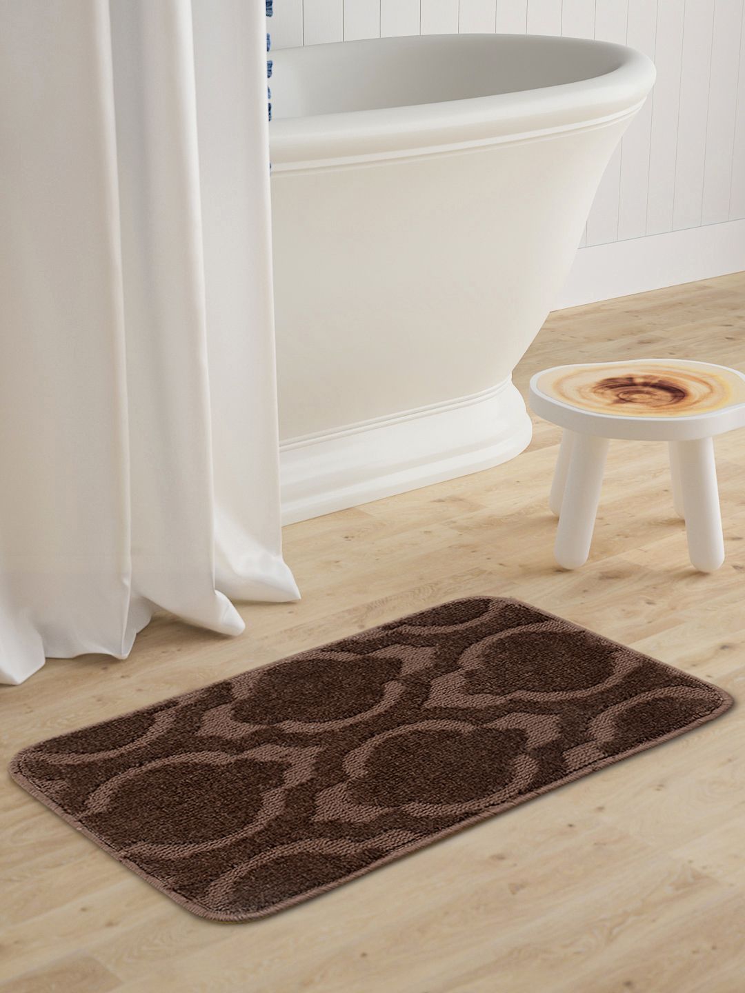 Saral Home Brown Viva Matar Microfibre Anti-Skid Bath Rugs Price in India