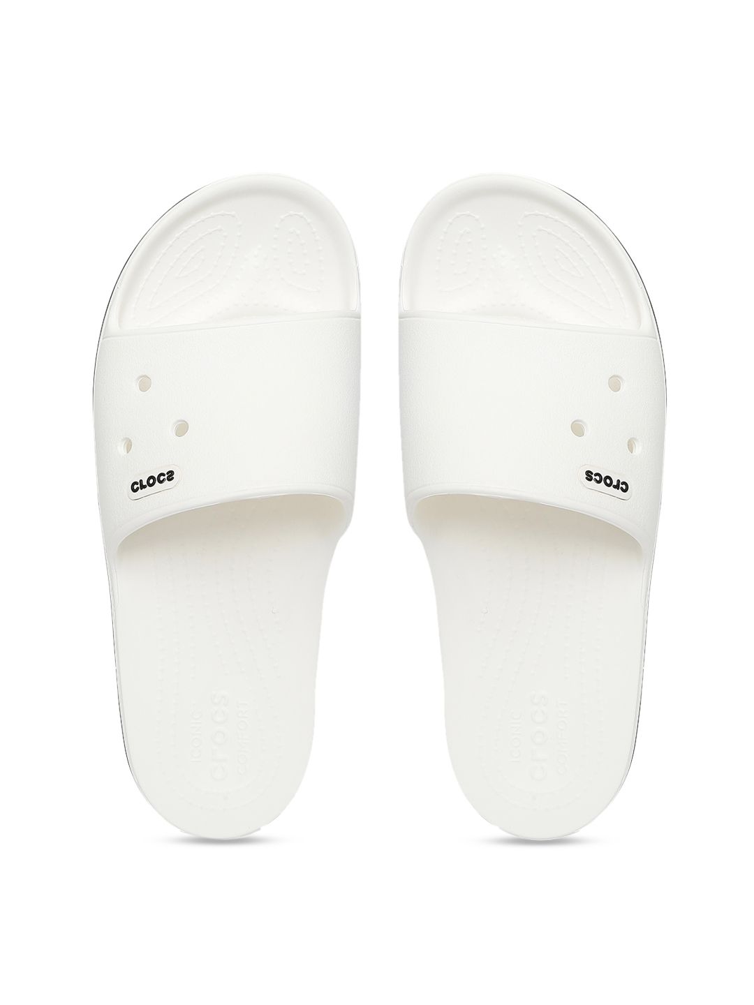 Crocs Unisex White Solid Crocband Sliders Price in India