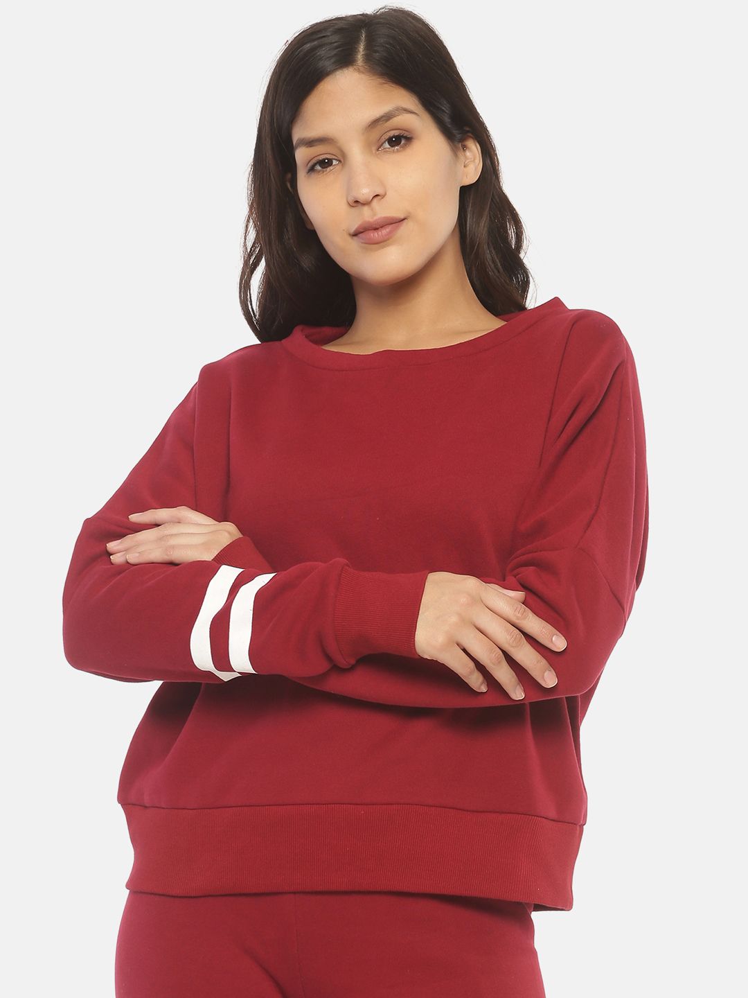 ISU Women Maroon Solid Sweatshirt Price in India