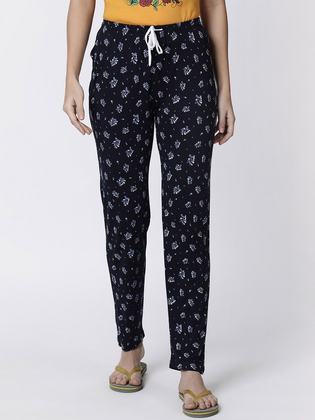 Kryptic Women Navy Blue Printed Lounge Pants Price in India