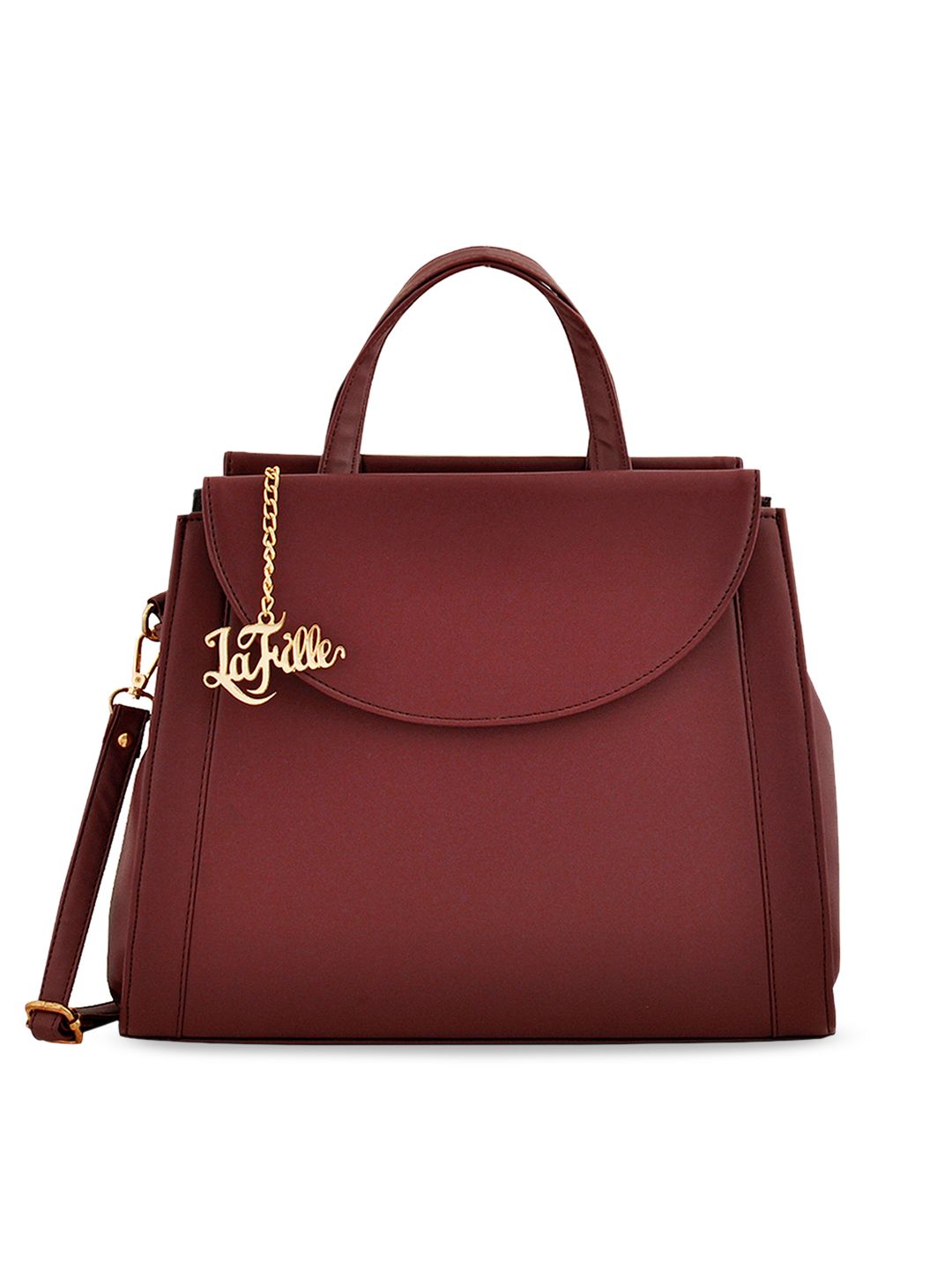LaFille Burgundy Solid Handheld Bag Price in India