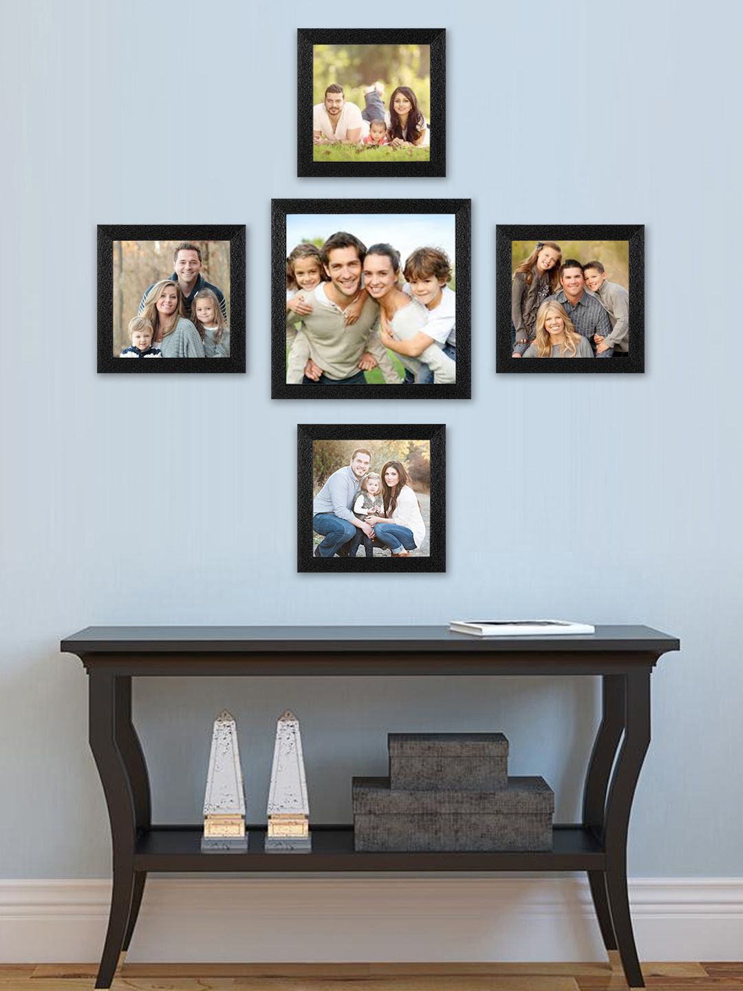 SWADESI STUFF Set Of 5 Black Solid Individual Wall Photo Frames Price in India