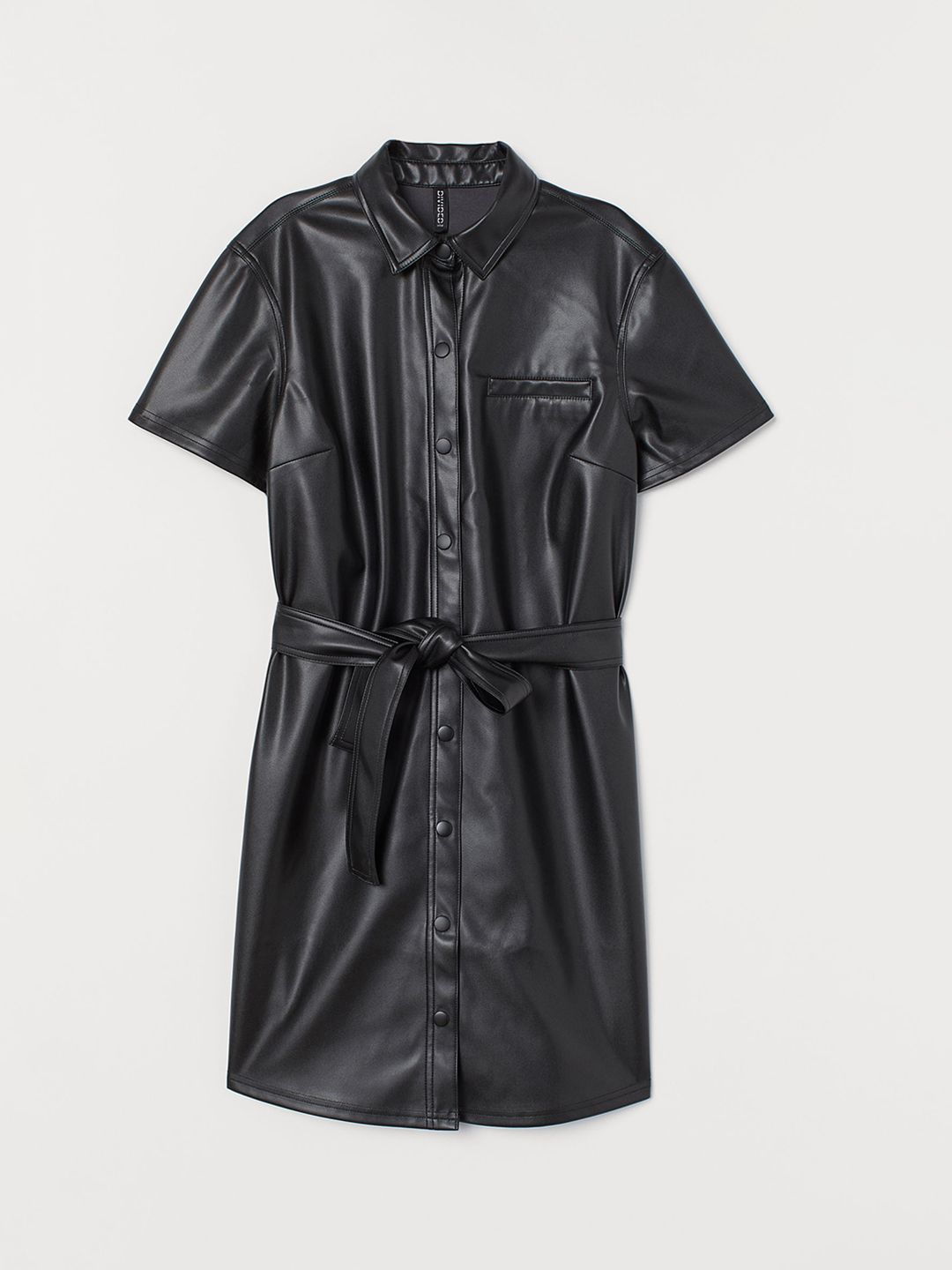 knee length dresses for ladies Classy Black Puffed Sleeves Women Mini Leather Dress L / Same As Picture main image 1