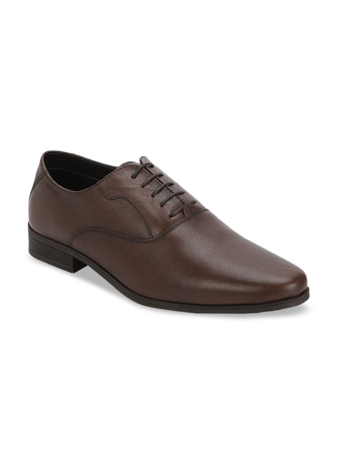 Red Tape Men Brown Textured Leather Formal Oxfords