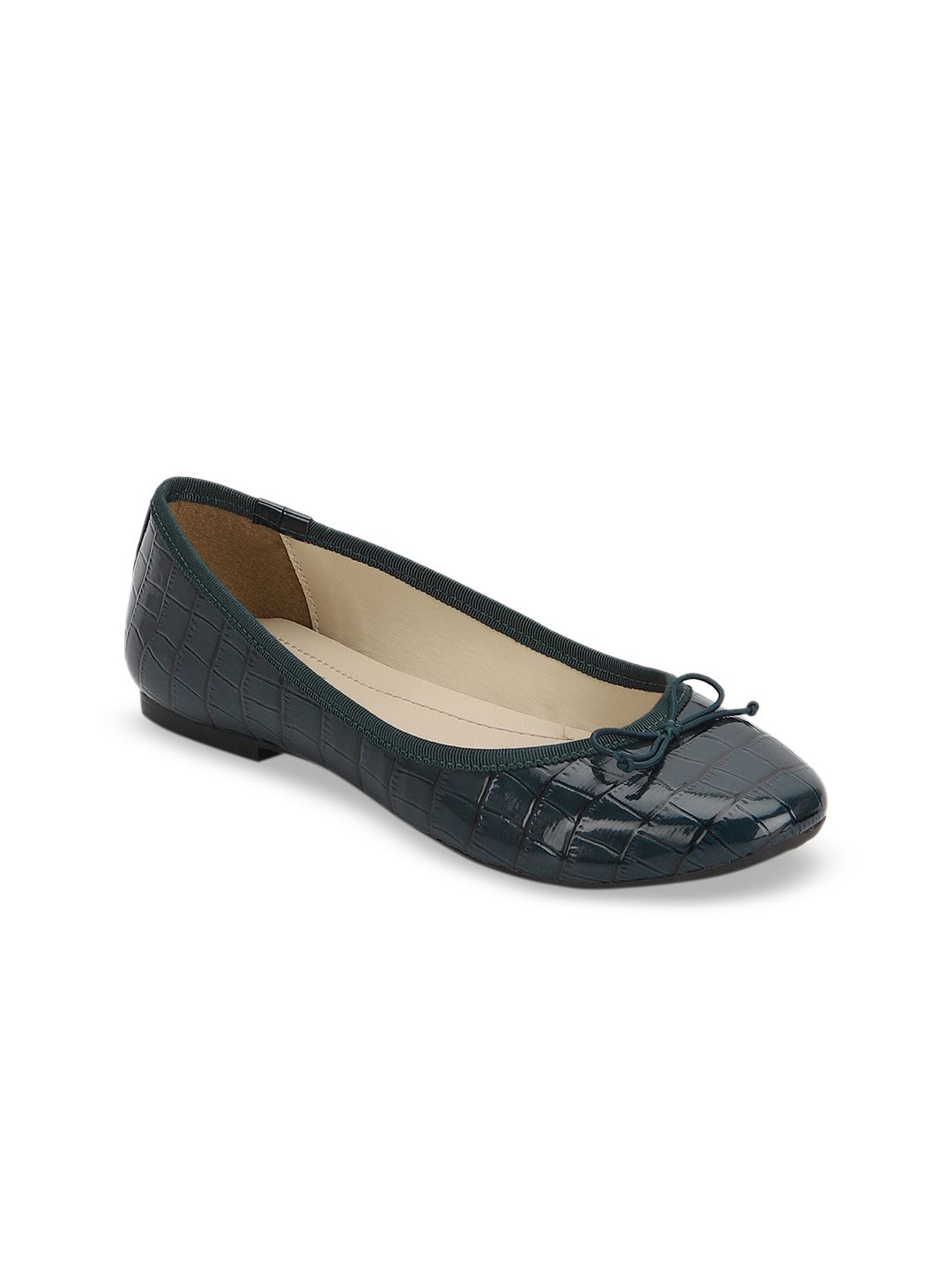 Mode by Red Tape Women Teal Blue Textured Ballerinas