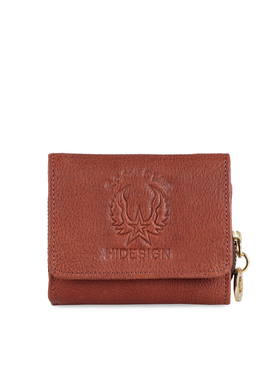 Hidesign Women Brown Solid Three Fold Leather Wallet Price in India