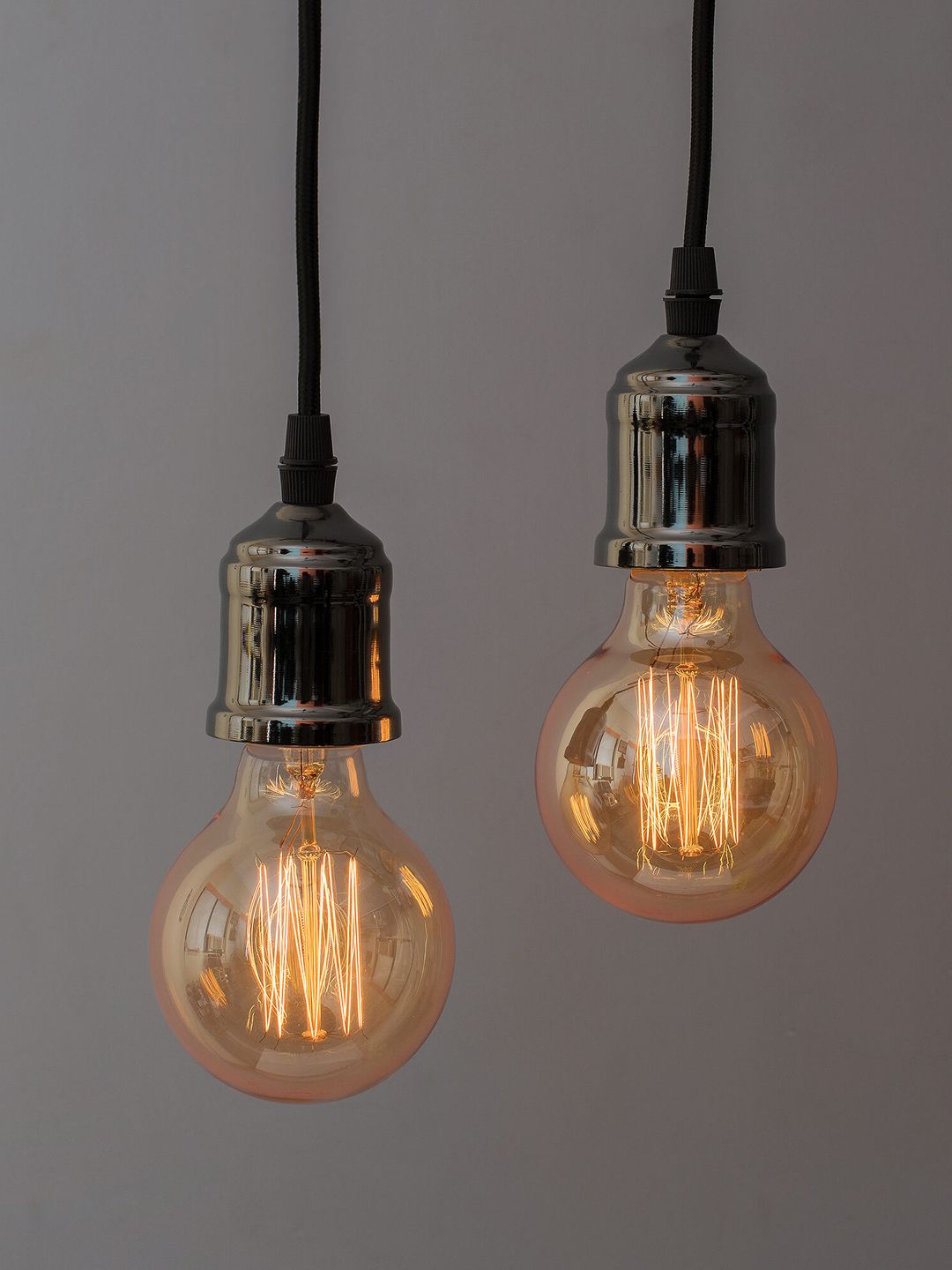 Homesake Black Set of 2 Handcrafted Edison Filament Hanging Lights Price in India