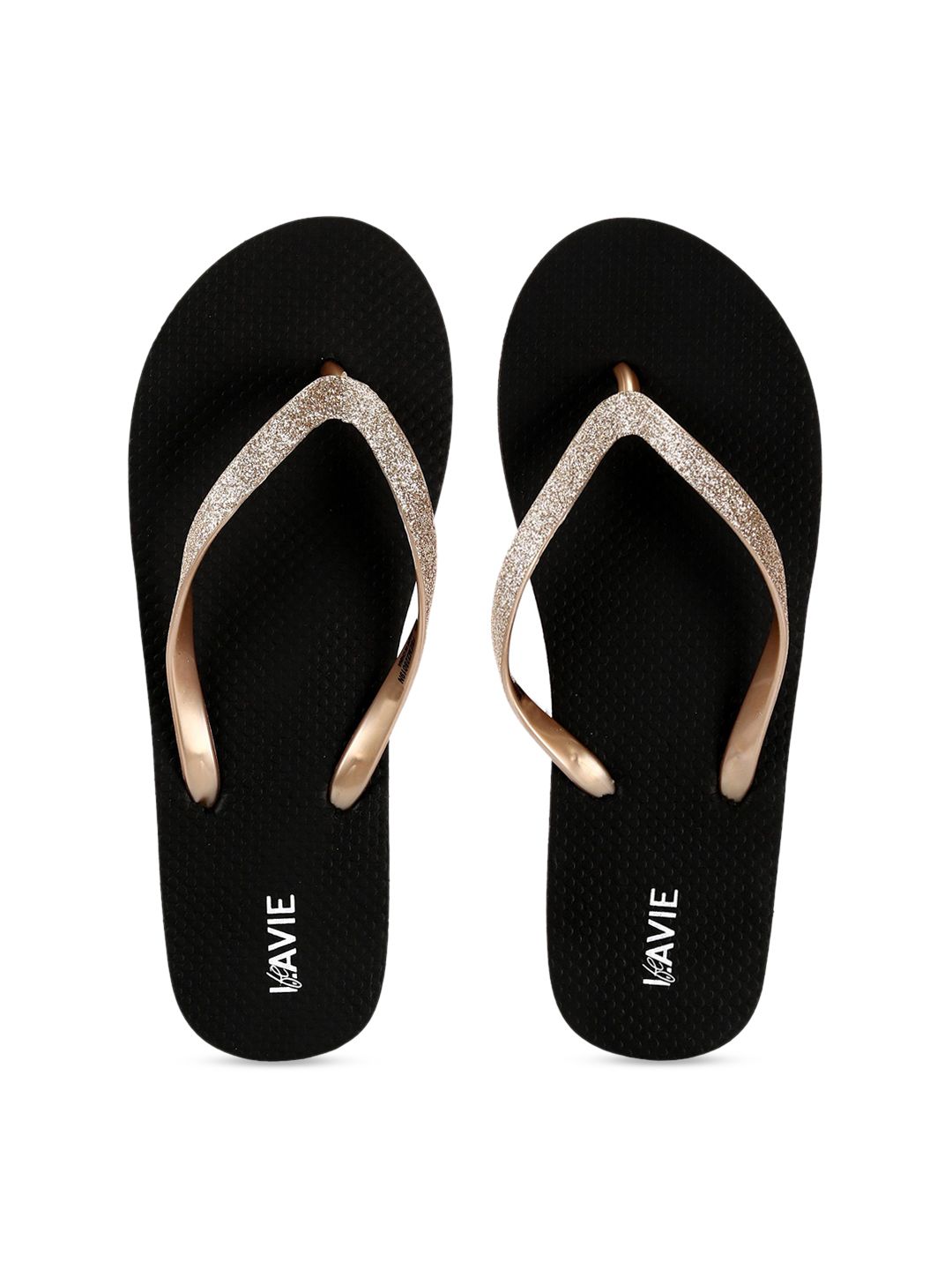 Lavie Women Gold-Toned Solid Thong Flip-Flops Price in India