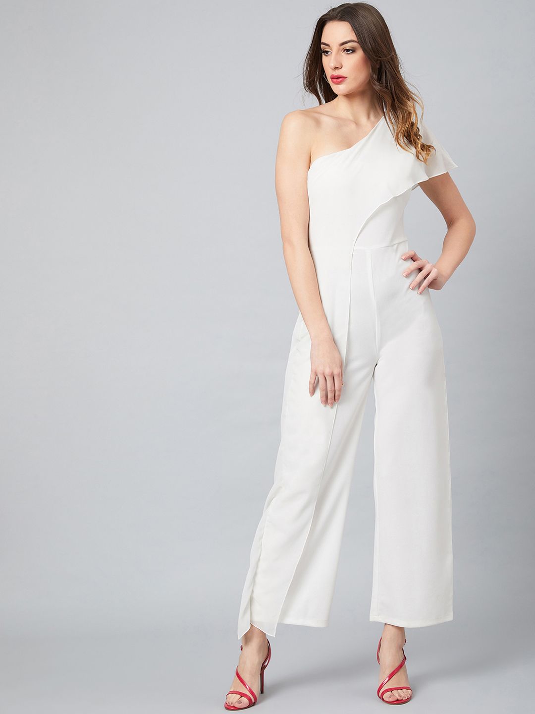 Athena Women White Solid Basic Jumpsuit Price in India