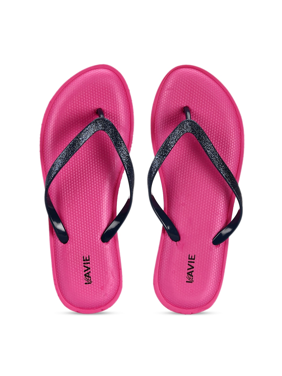 Lavie Women Pink & Black Solid Thong Flip-Flops Price in India