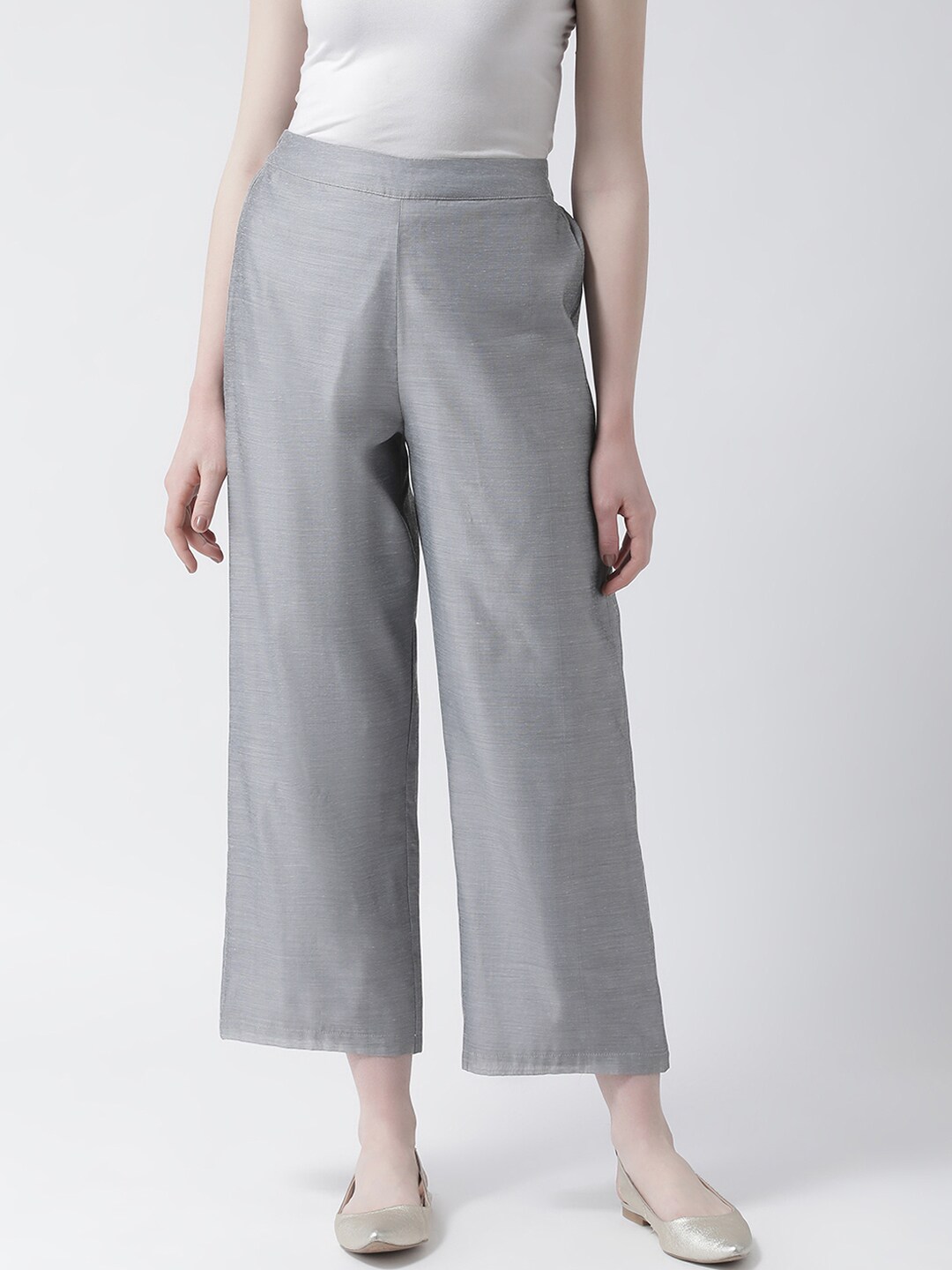 Aayna Women Grey Regular Fit Solid Crop Culottes Price in India