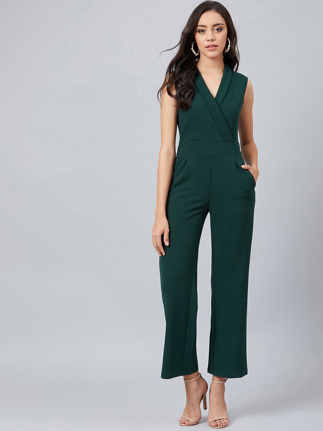 Athena Women Green Solid Basic Jumpsuit Price in India