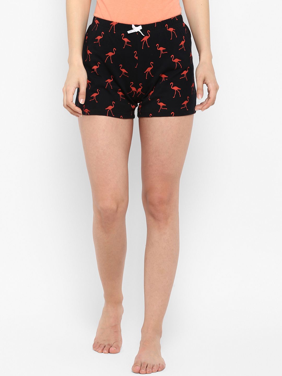 Curare Women Black & Red Printed Lounge Shorts Price in India