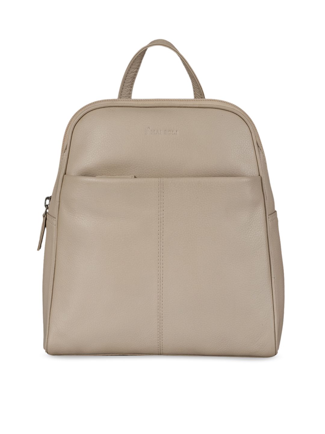 MAI SOLI Women Beige Solid Leather Backpack Price in India