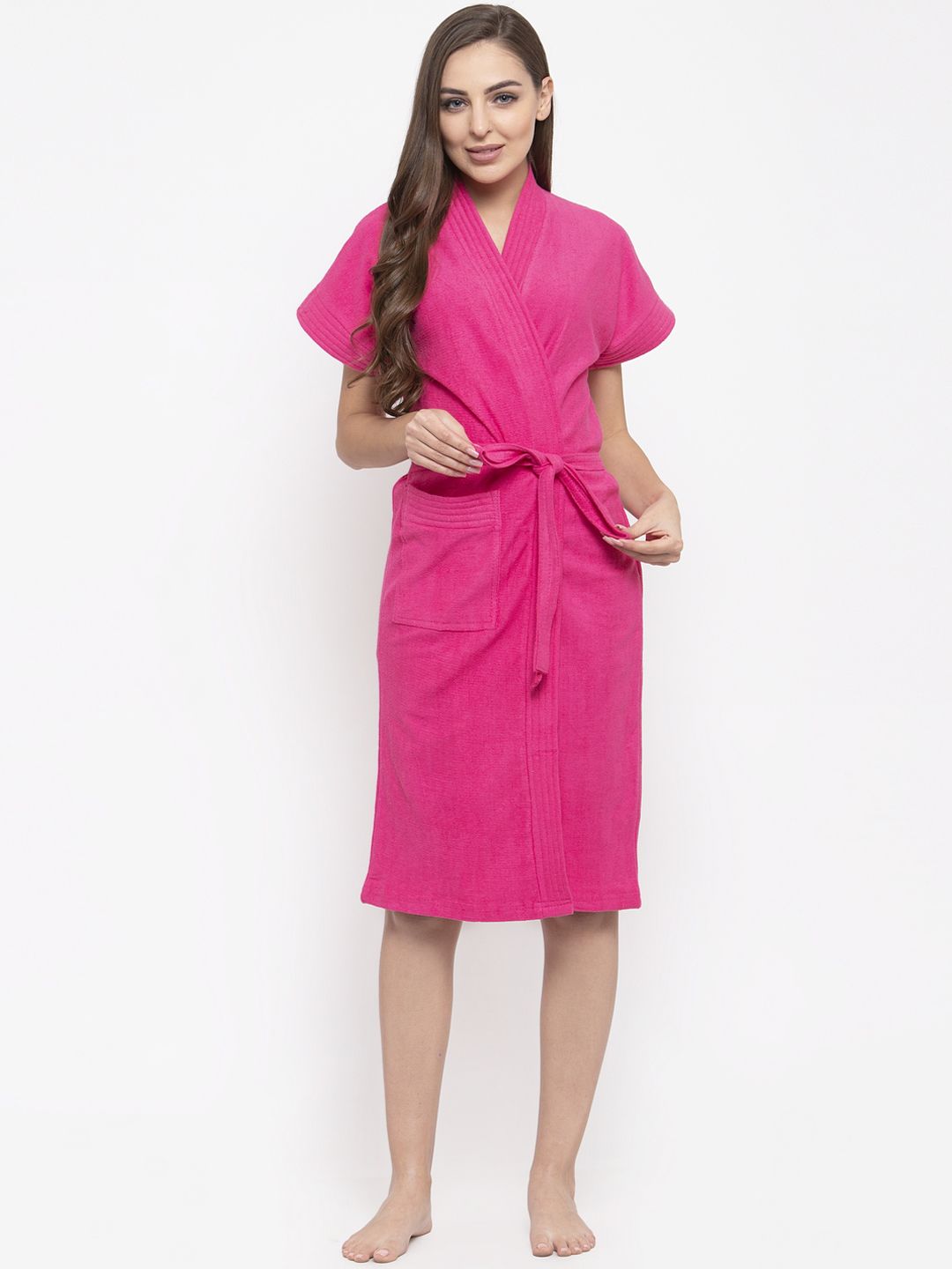 Secret Wish Women Pink Solid Bath Robe Price in India