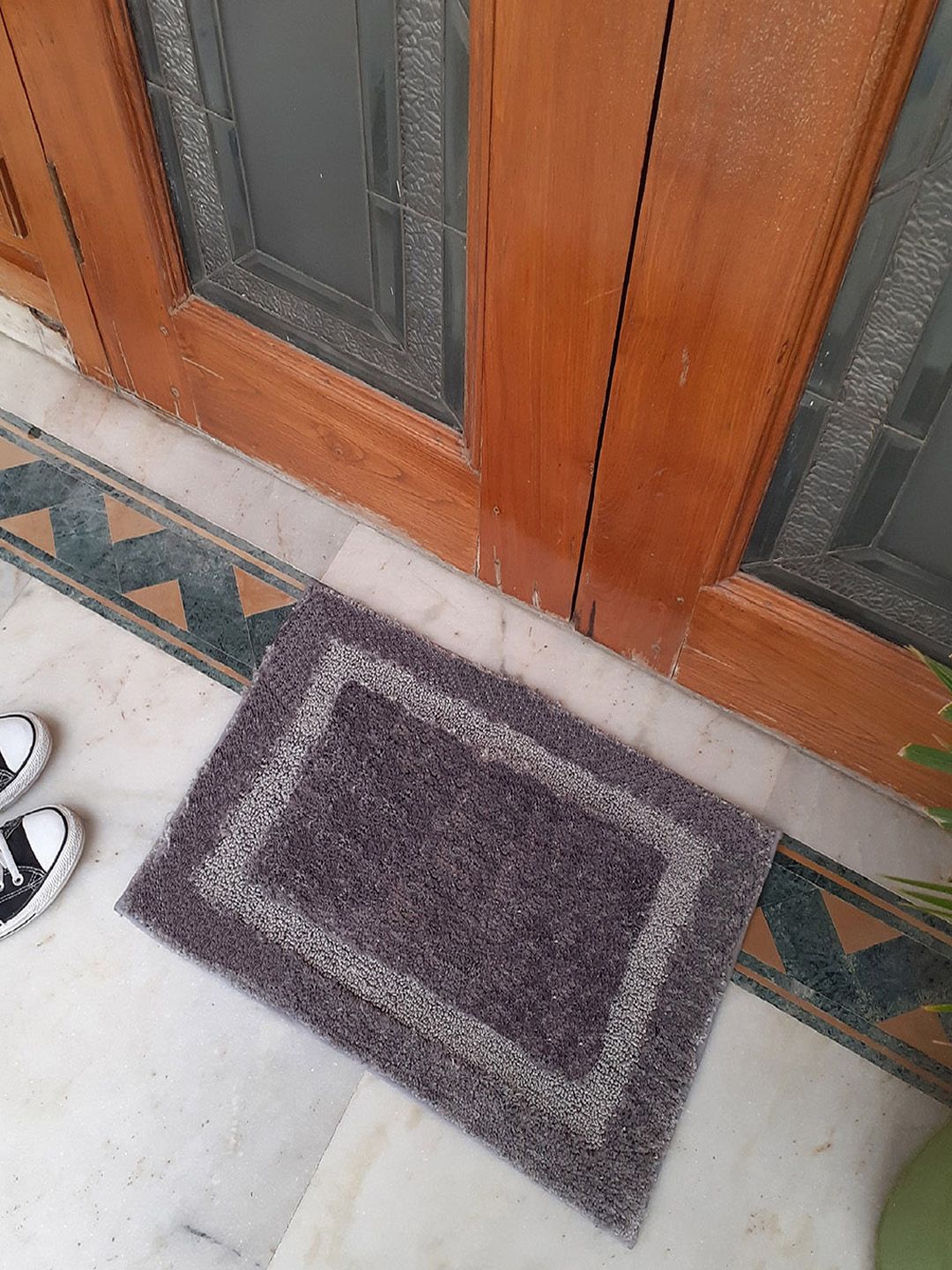 Avira Home Grey Anti-Skid Rectangular Doormat Price in India