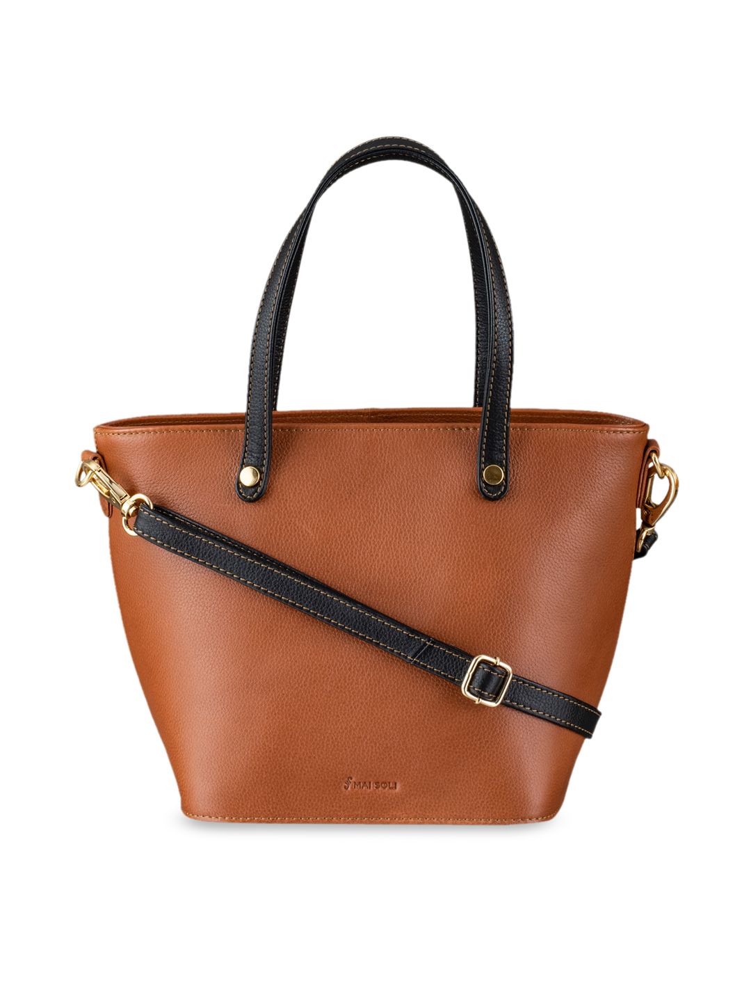 MAI SOLI Women Tan Brown Solid Leather Shoulder Bag Price in India