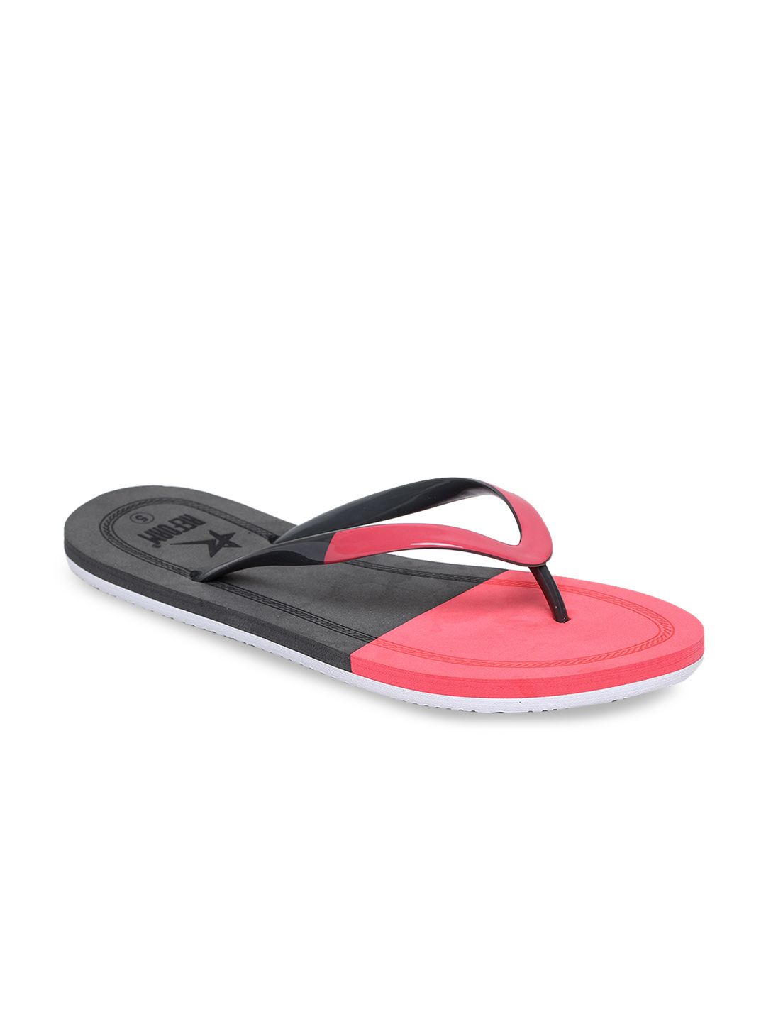 REFOAM Women Red & Black Colourblocked Thong Flip-Flops Price in India