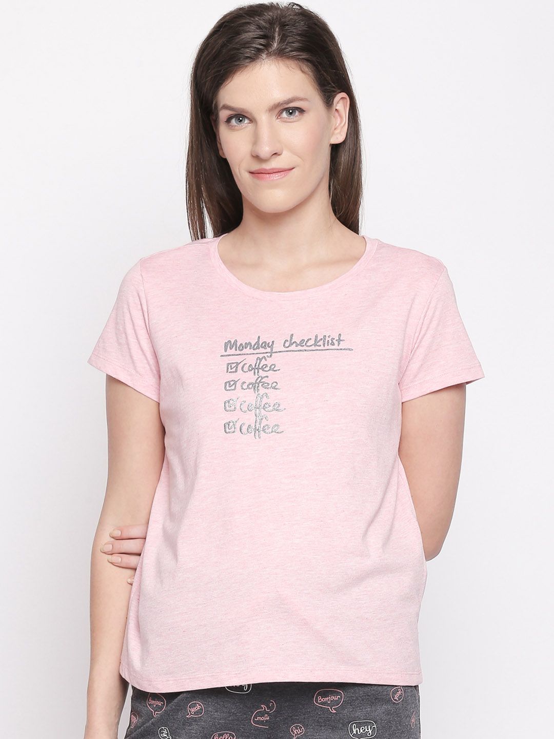 Dreamz by Pantaloons Women Pink Printed Lounge tshirt Price in India