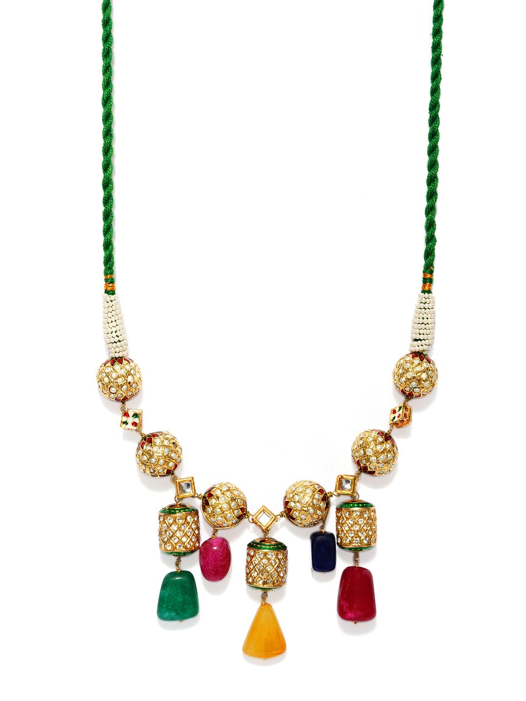 DUGRISTYLE Gold-Plated & Multi Geetanjali Silver Necklace Price in India