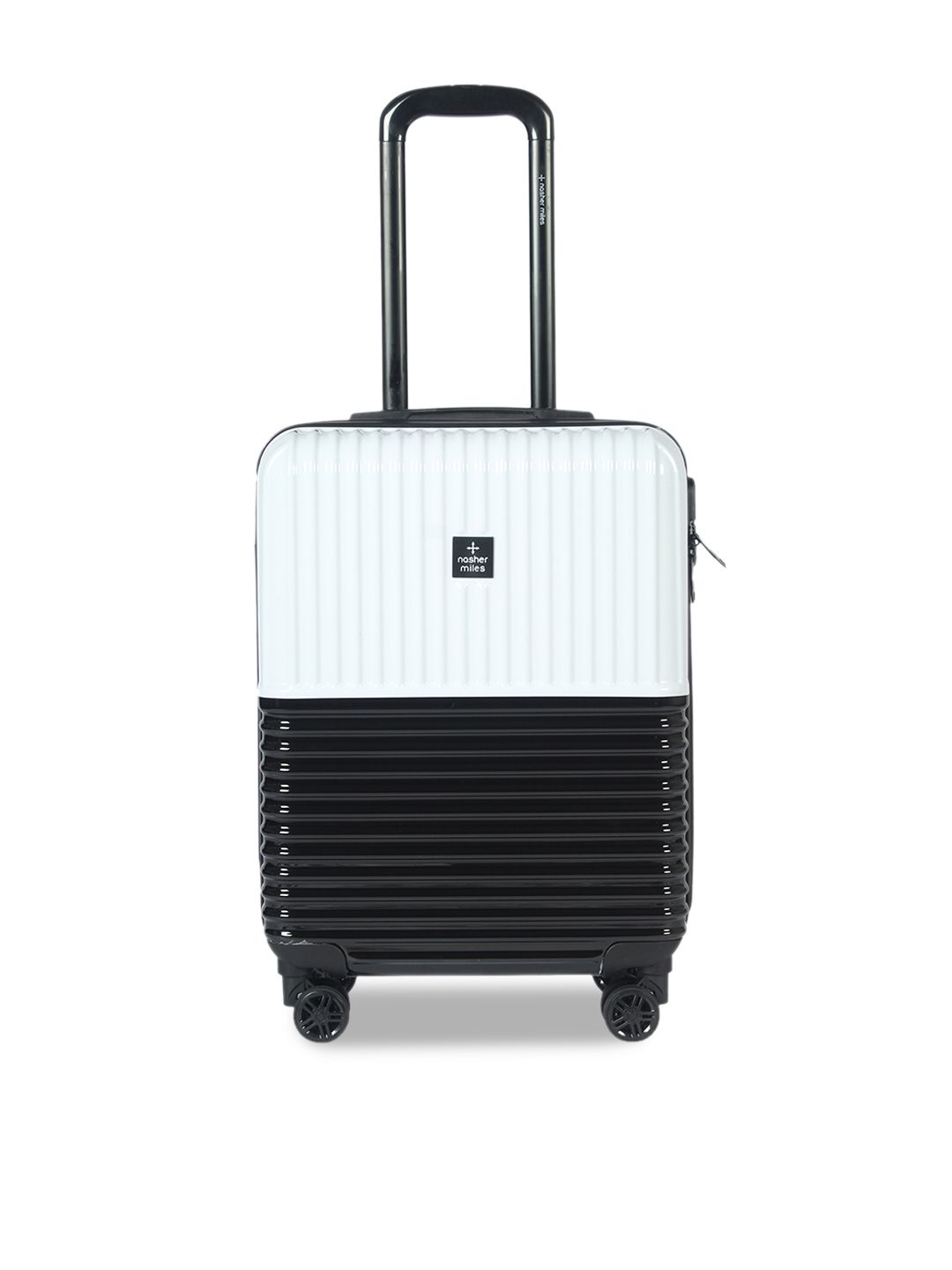 Nasher Miles Black & White Textured Hard-sided Cabin Trolley bag Price in India