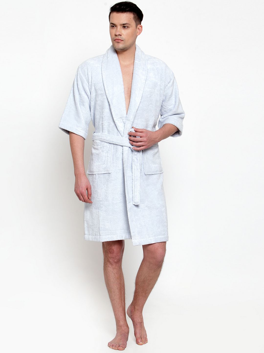 Trident Unisex Blue Self-Design Bath Robe Price in India