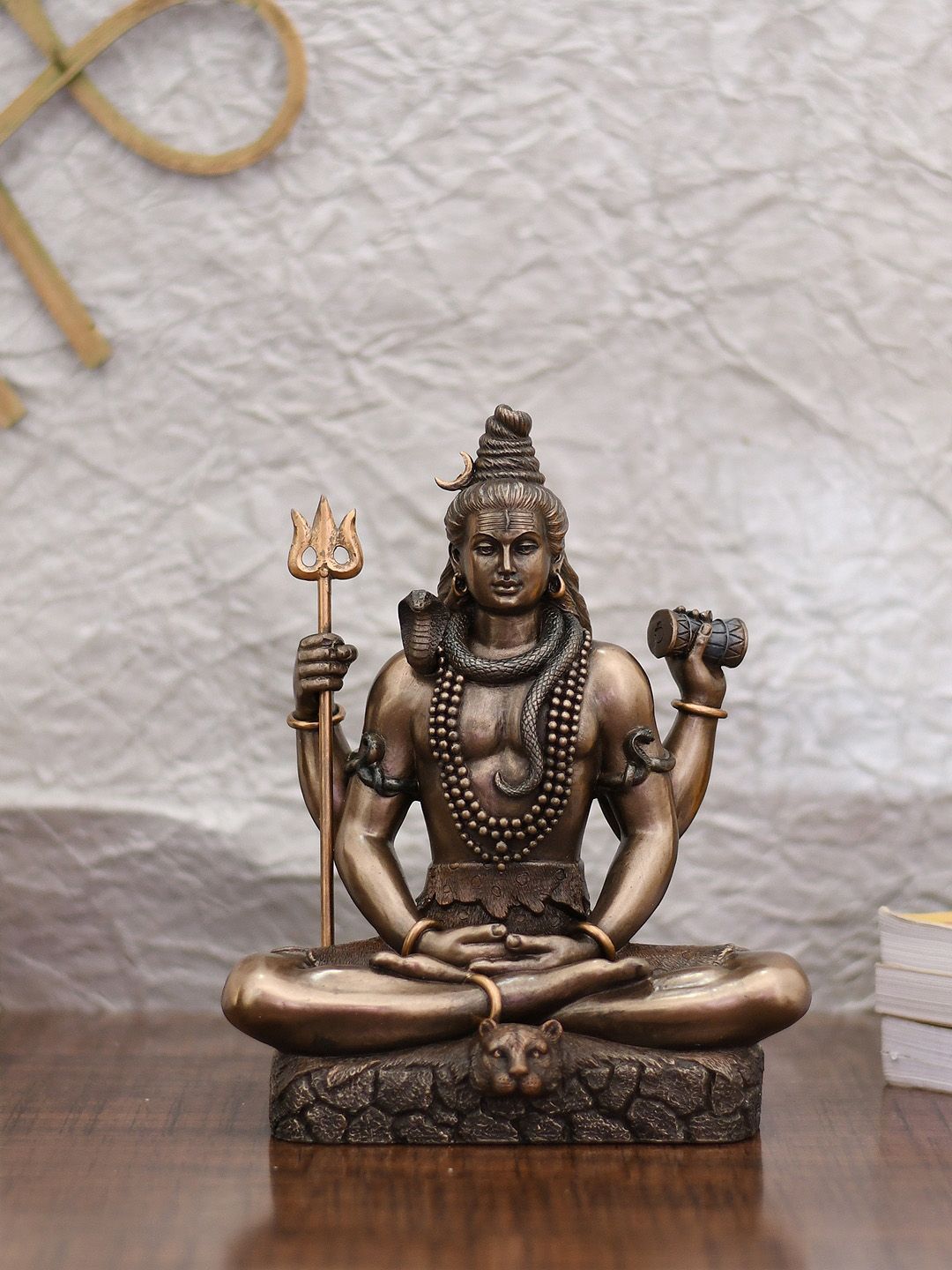 CraftVatika Bronze-Toned Lord Shiva Padmasana Sitting Idol Price in India