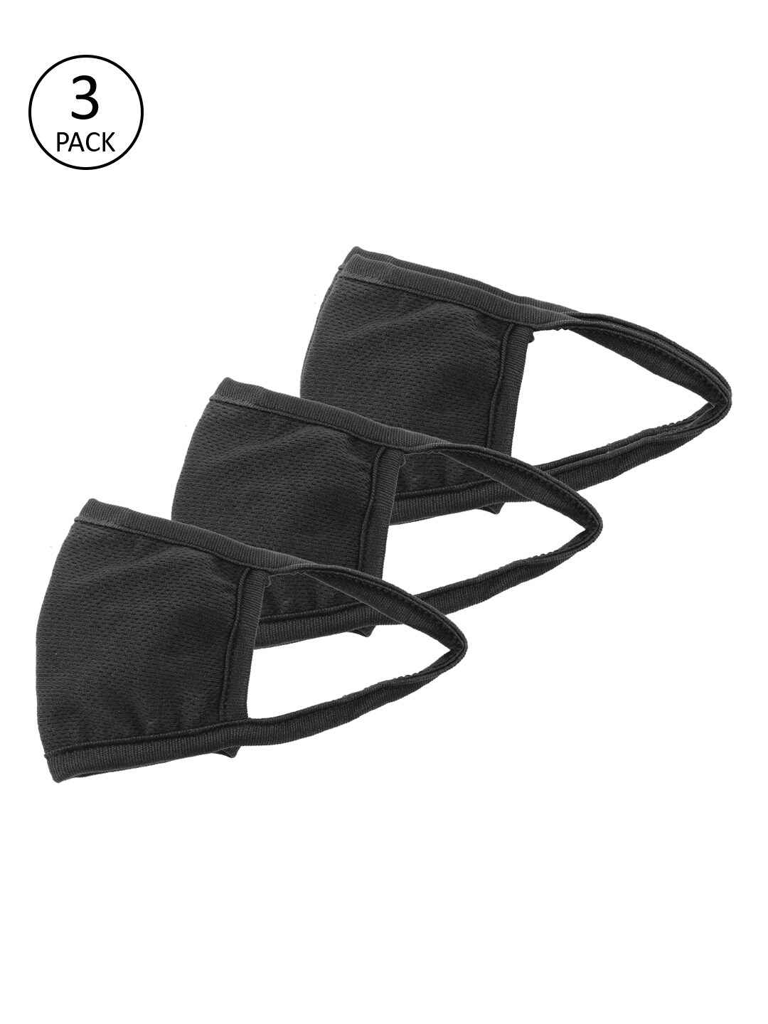 Carlton London Unisex Black Pack Of 3 3-Ply Reusable Mask Price in India