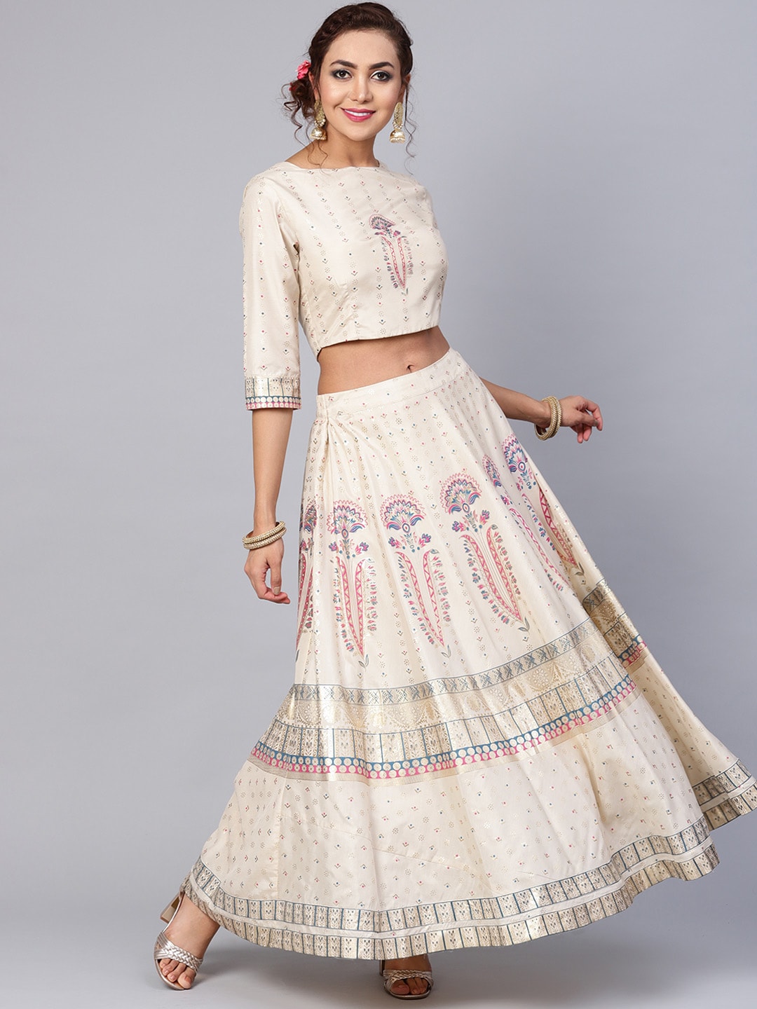 Juniper Cream-Coloured Ready to Wear Lehenga with Blouse Price in India
