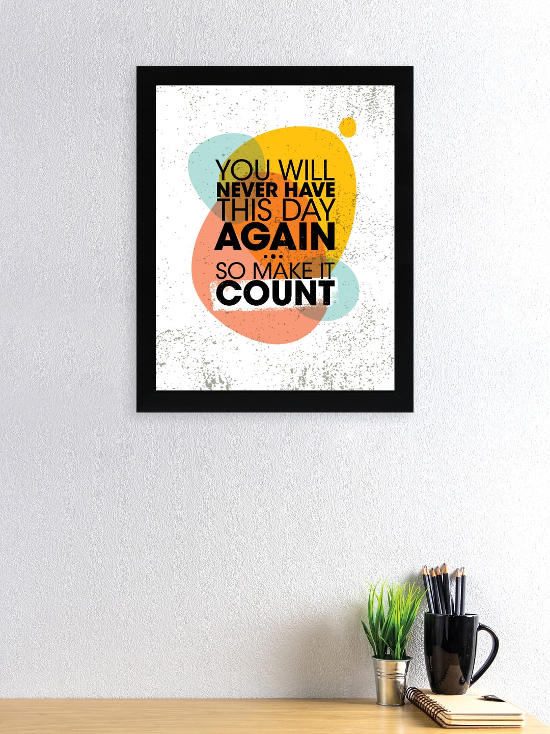 nest ART Black & Yellow Paper Plain Print Quotes Framed Wall Art Price in India