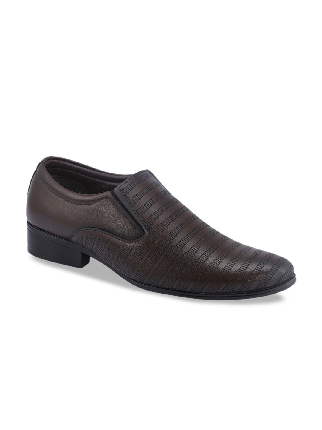 Khadims Men Brown Printed Lazard Lifestyle Formal Slip-Ons