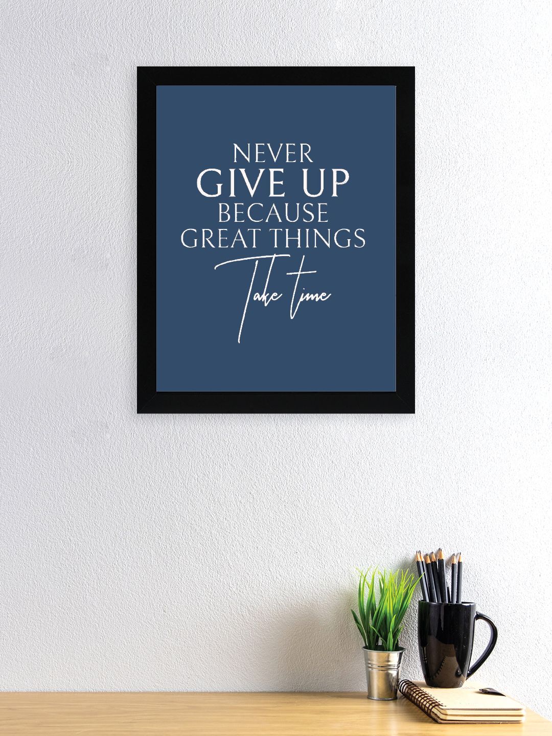 nest ART Blue & White Motivational Thoughts Printed Framed Wall Art Price in India