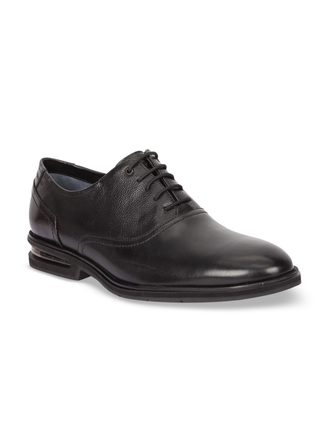 Ruosh Men Black Solid Leather Aircube Formal Oxfords